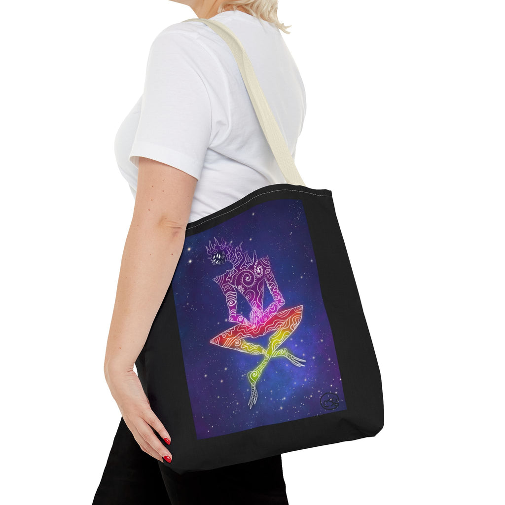 Cosmic Giant on Lotus Tote Bag — "COSMICWORLDS" Galaxy Art AOP Tote