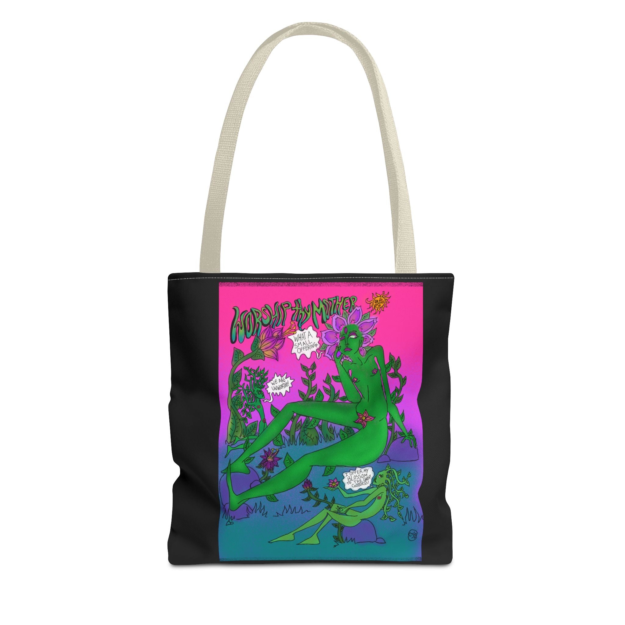 Psychedelic Garden Tote Bag — Colorful Alien Floral Art AOP