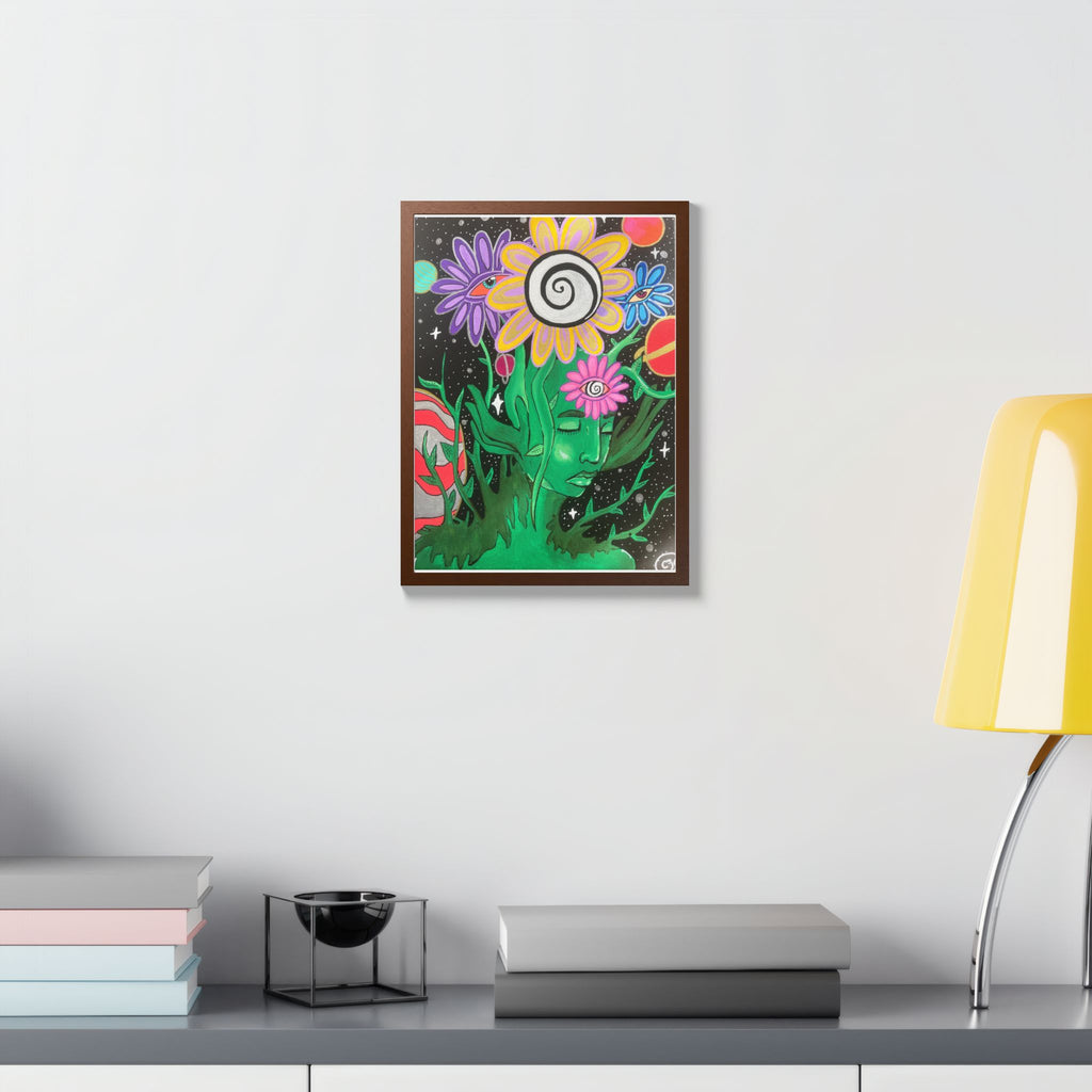 Psychedelic Flower Spirit Framed Poster — Colorful Surreal Wall Art