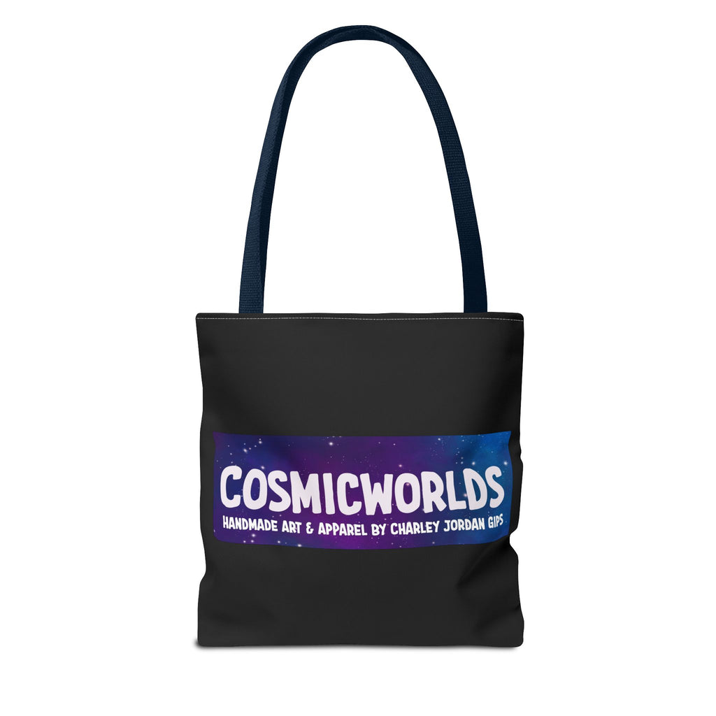 Cosmic Giant on Lotus Tote Bag — "COSMICWORLDS" Galaxy Art AOP Tote