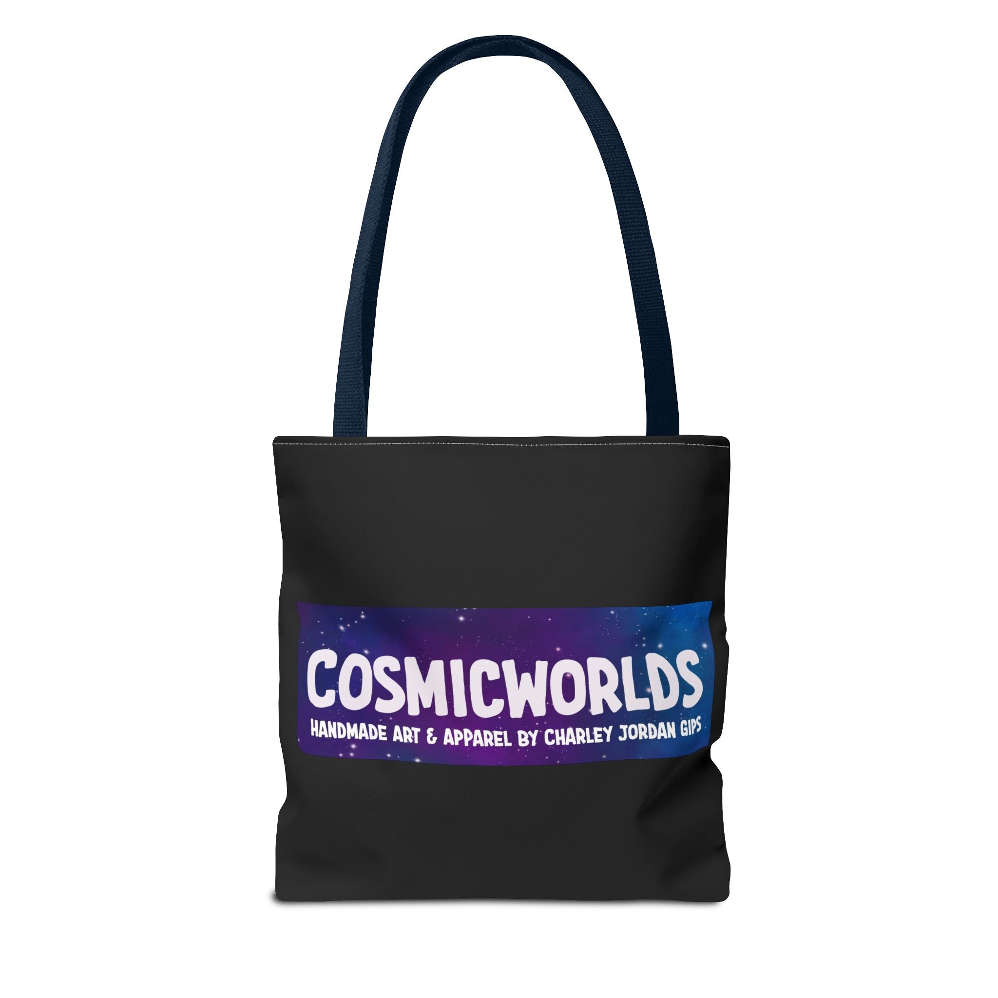 Cosmic Giant on Lotus Tote Bag — "COSMICWORLDS" Galaxy Art AOP Tote