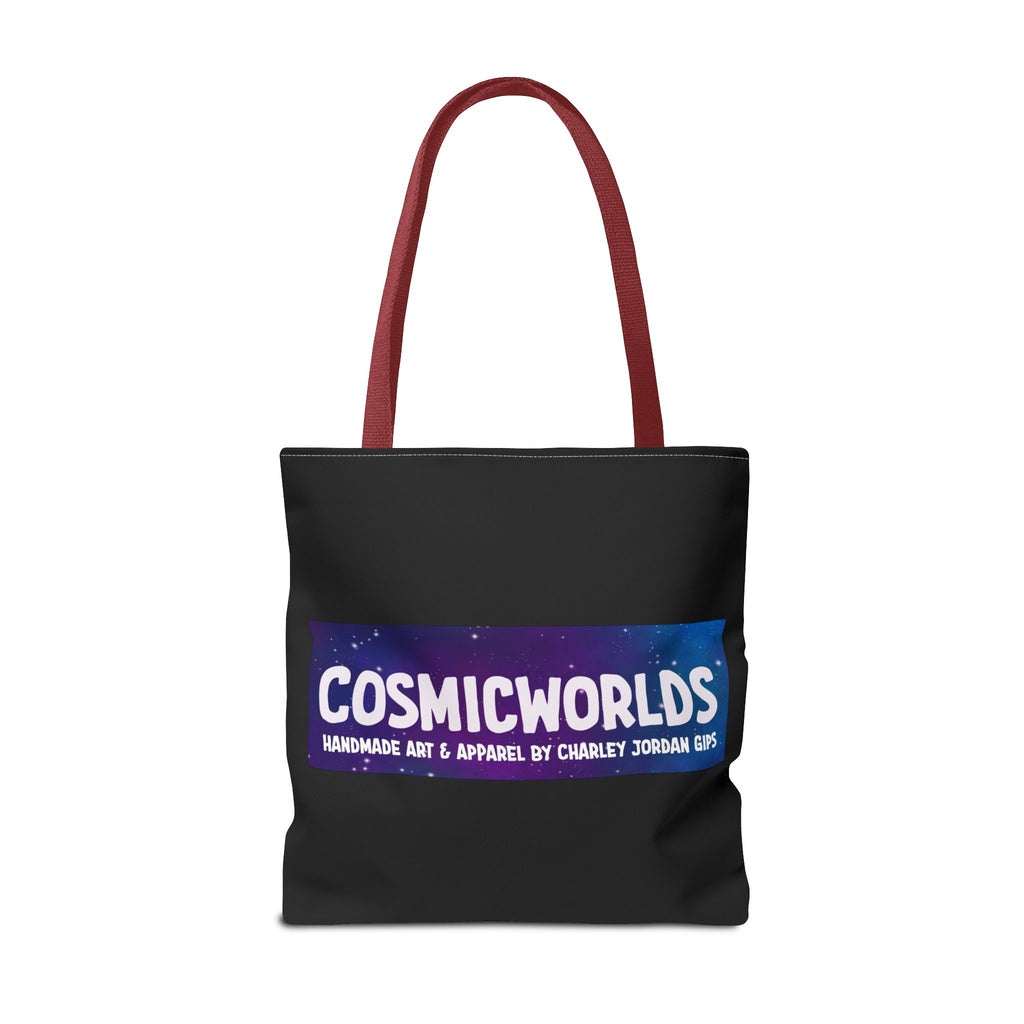 Cosmic Giant on Lotus Tote Bag — "COSMICWORLDS" Galaxy Art AOP Tote