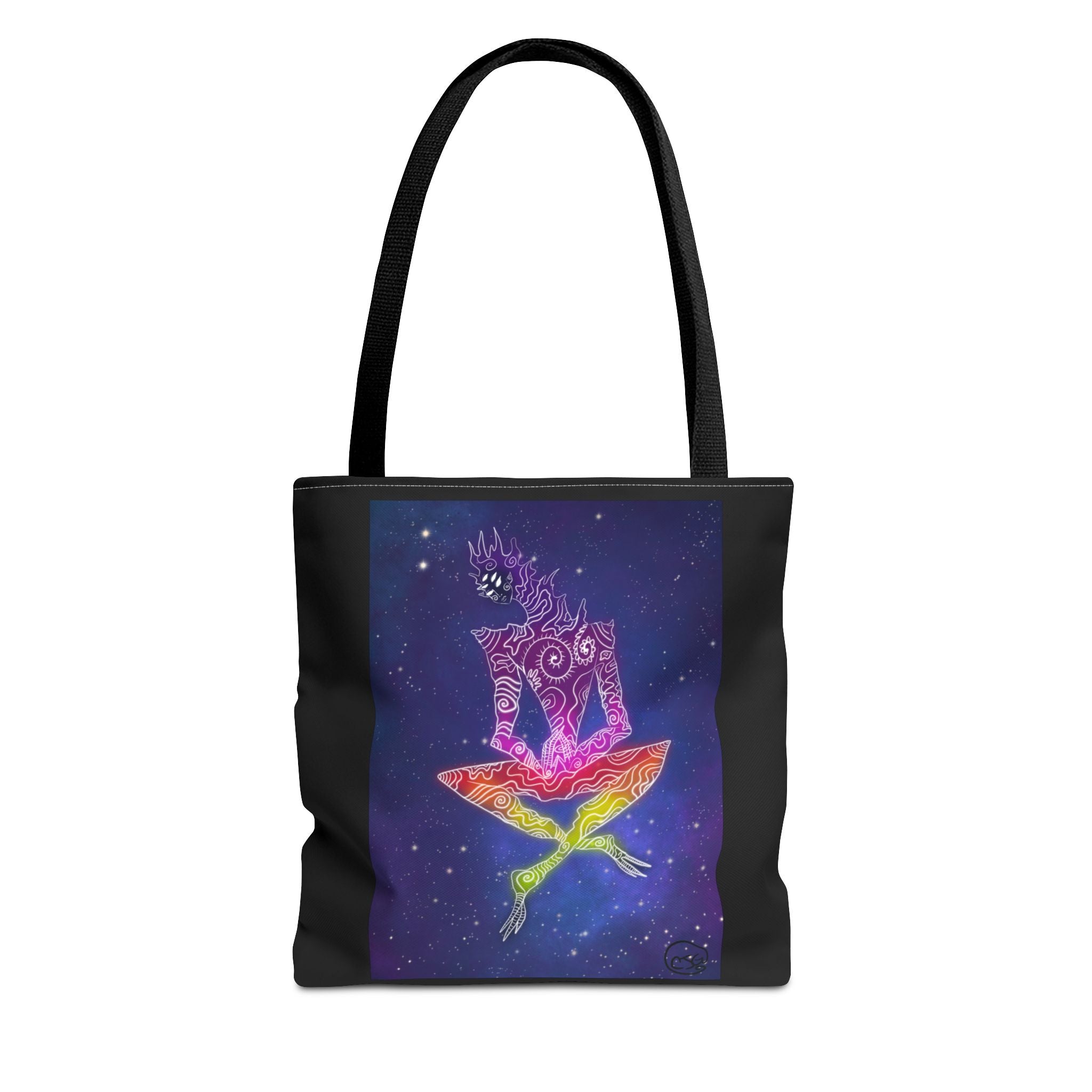 Cosmic Giant on Lotus Tote Bag — "COSMICWORLDS" Galaxy Art AOP Tote
