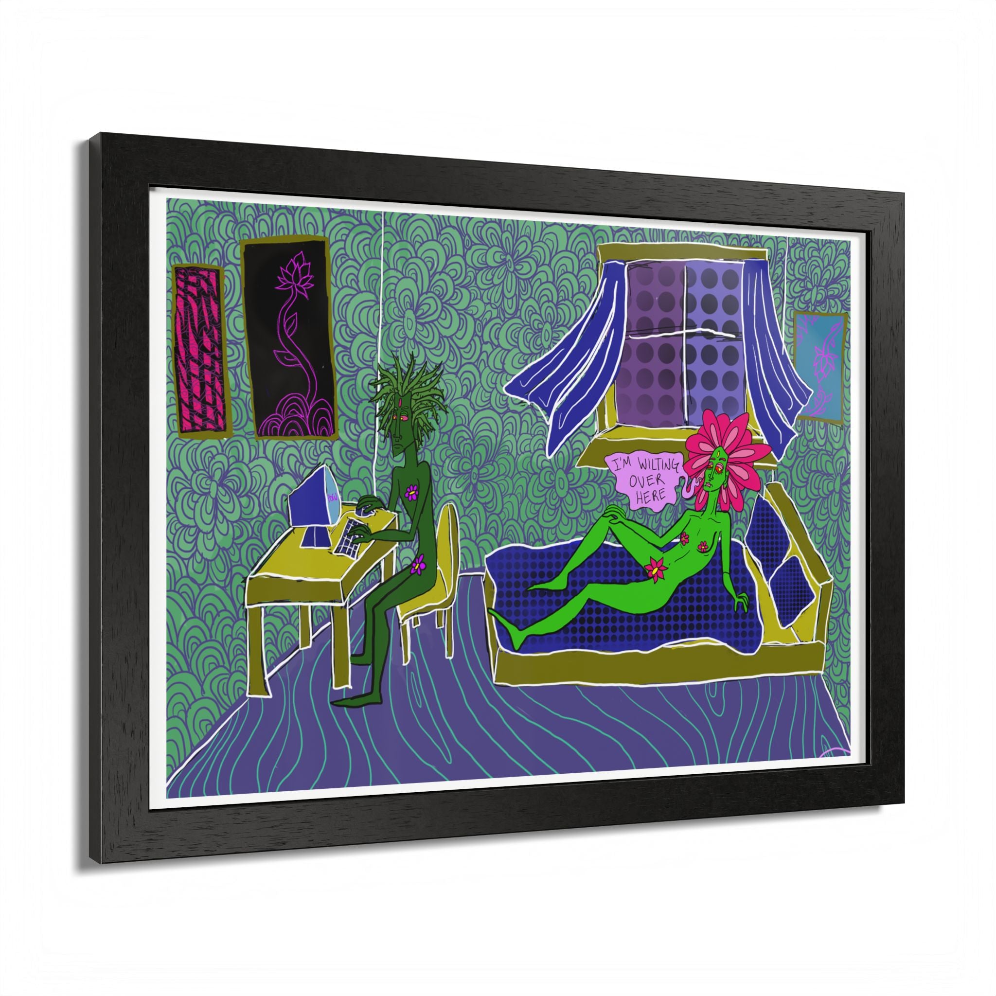 Surreal Floral Bedroom Art Print — Framed Poster