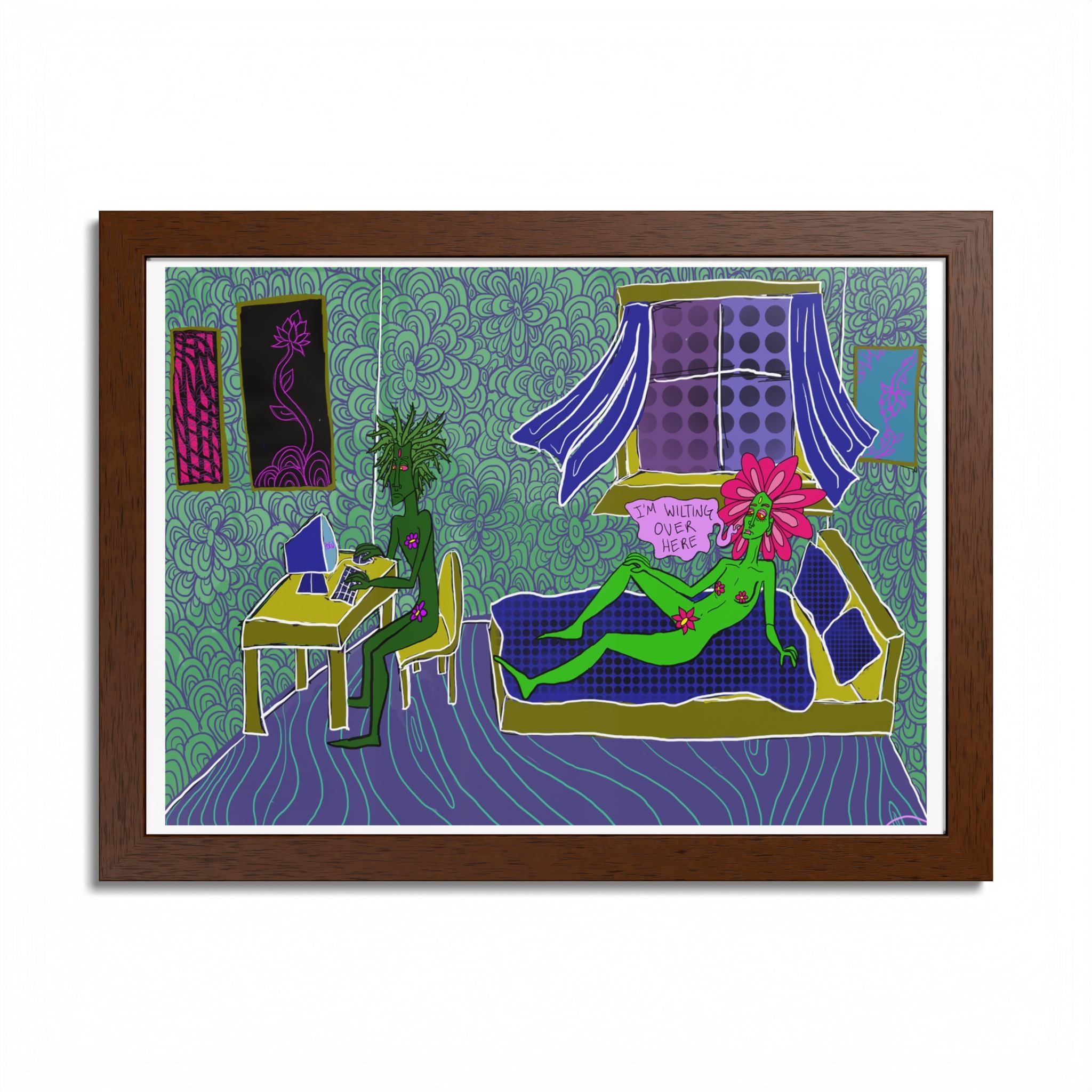 Surreal Floral Bedroom Art Print — Framed Poster