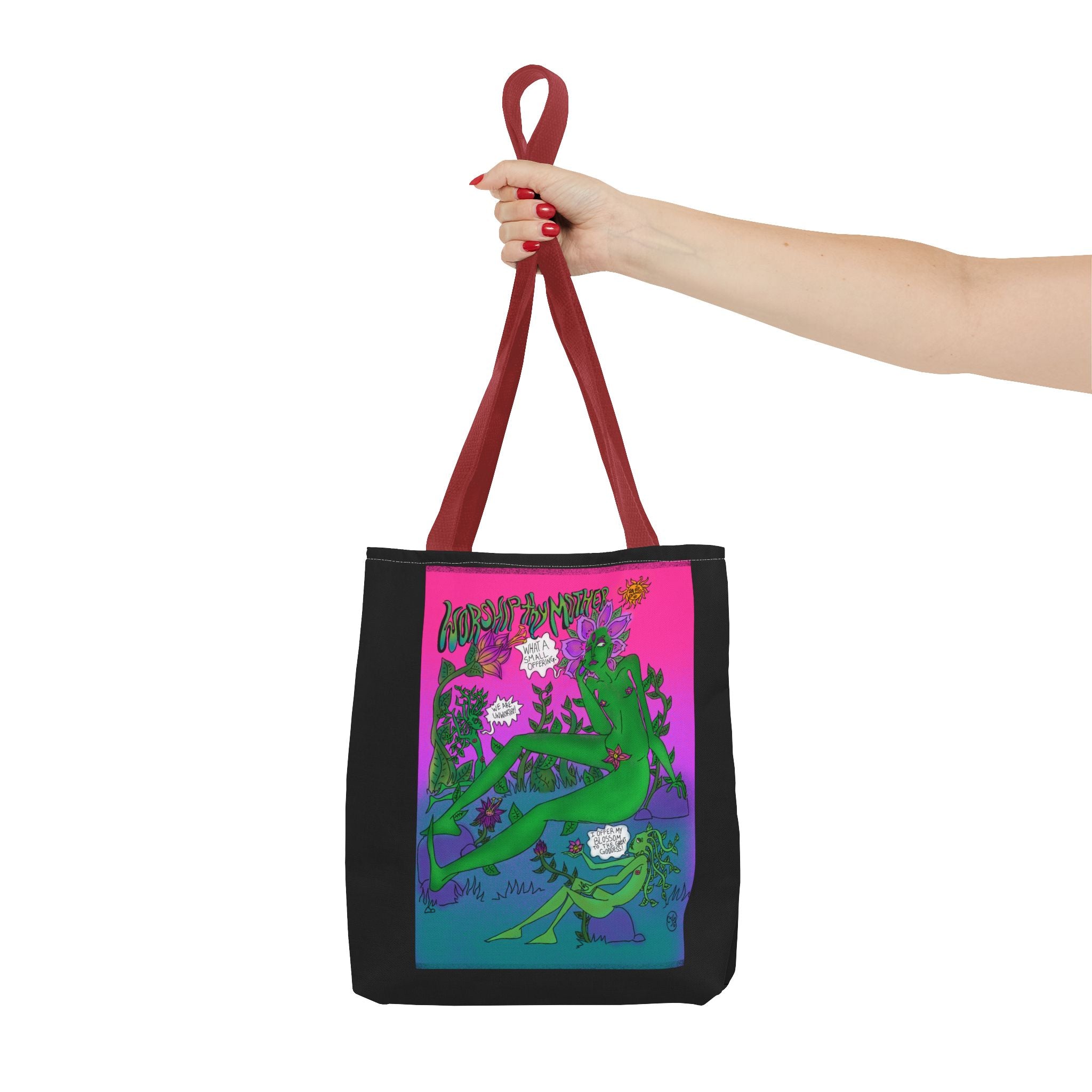 Psychedelic Garden Tote Bag — Colorful Alien Floral Art AOP