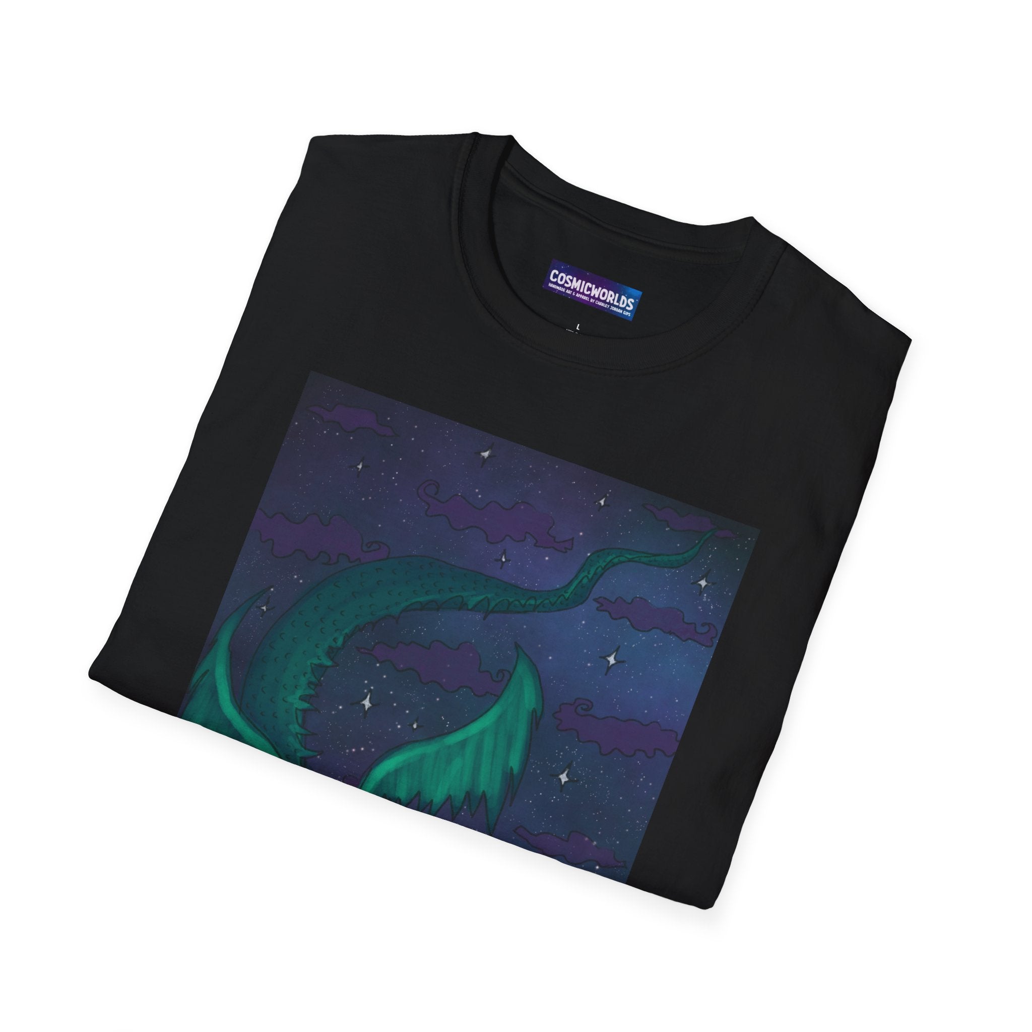 Celestial Night Bloom T-Shirt — Flower Dragon