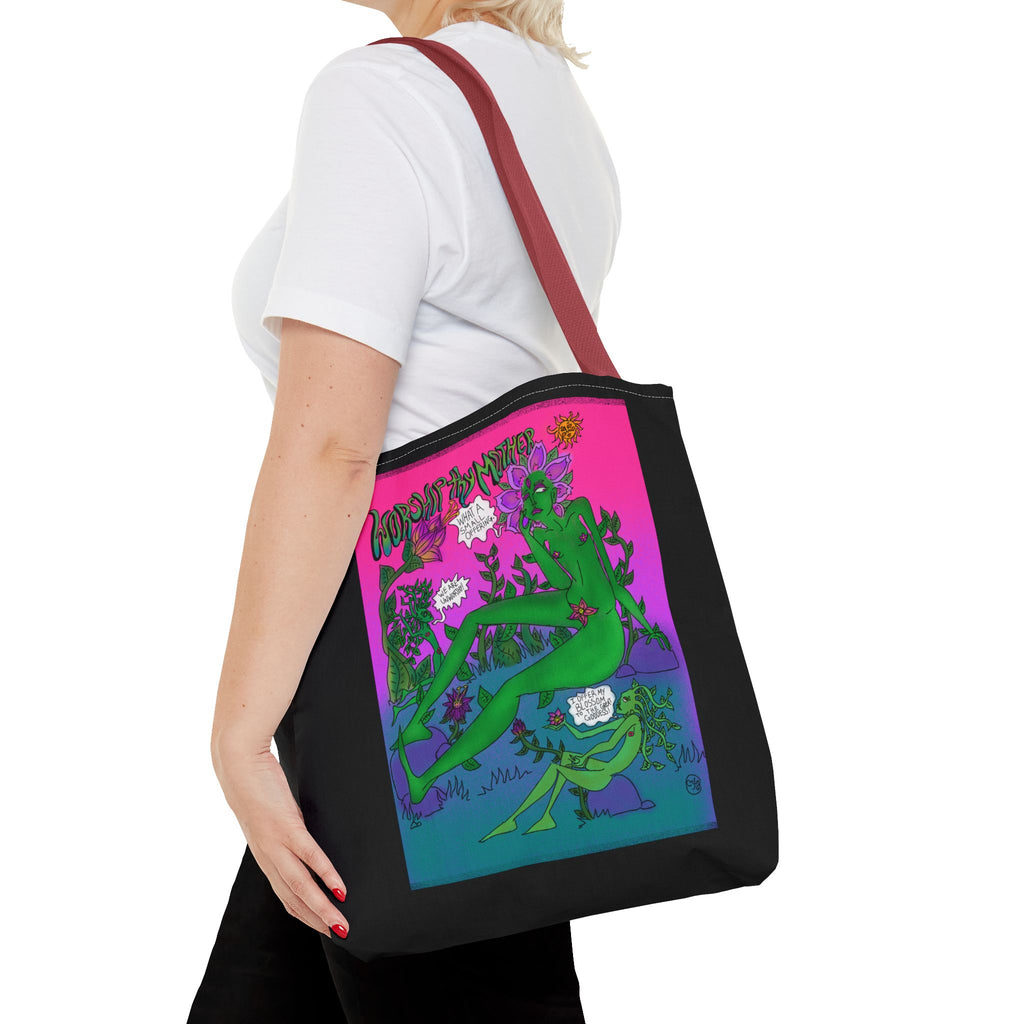 Psychedelic Garden Tote Bag — Colorful Alien Floral Art AOP
