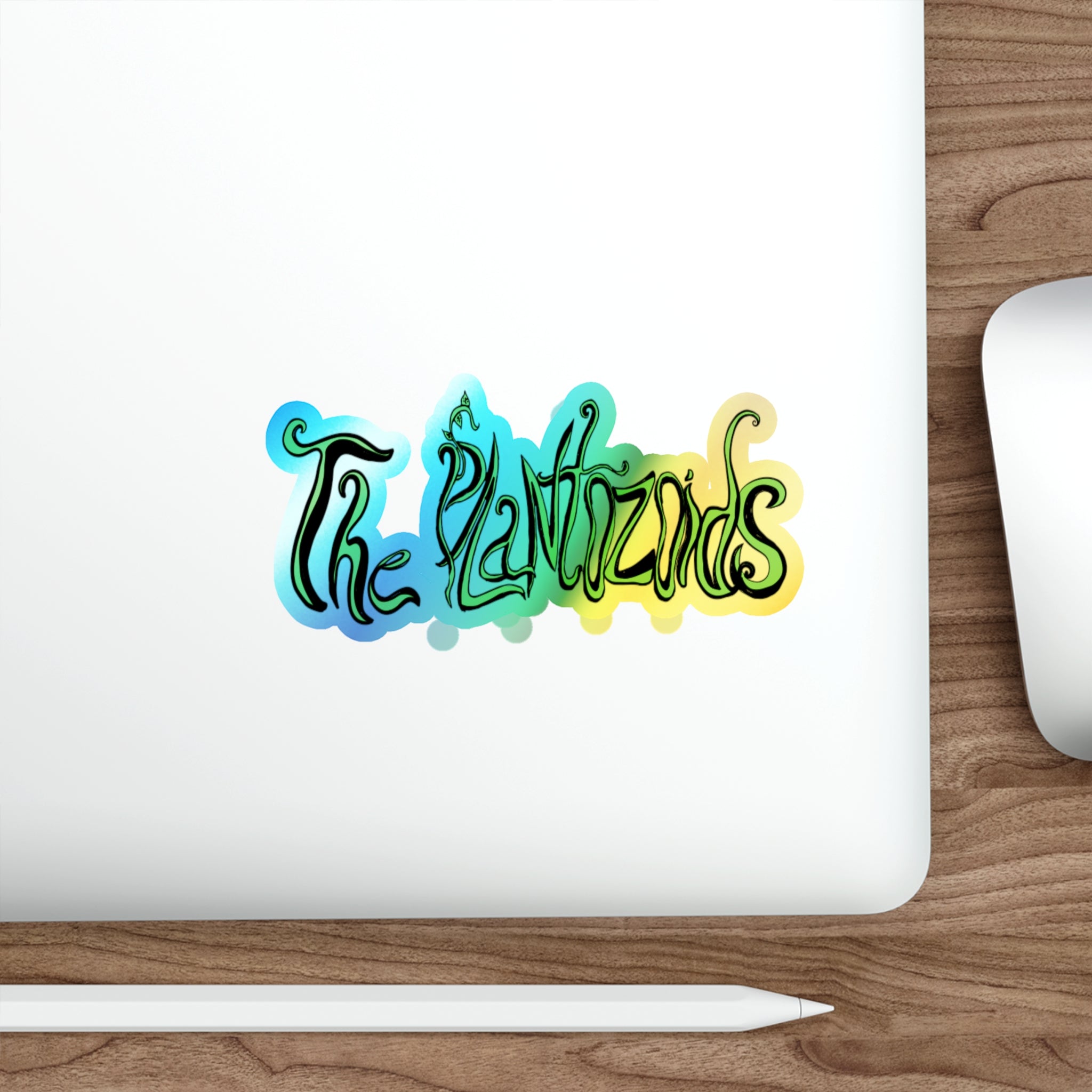 Holographic Die-Cut Sticker — "The Plantozoids" Iridescent Logo Sticker for Skateboards, Laptops & Water Bottles