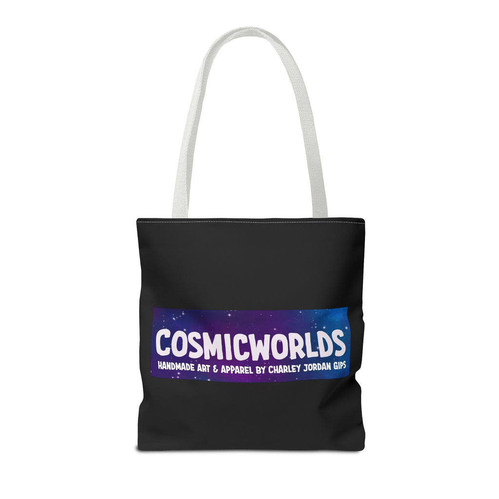 Cosmic Worlds Alien UFO Tote Bag — Psychedelic Rainbow Abduction Design