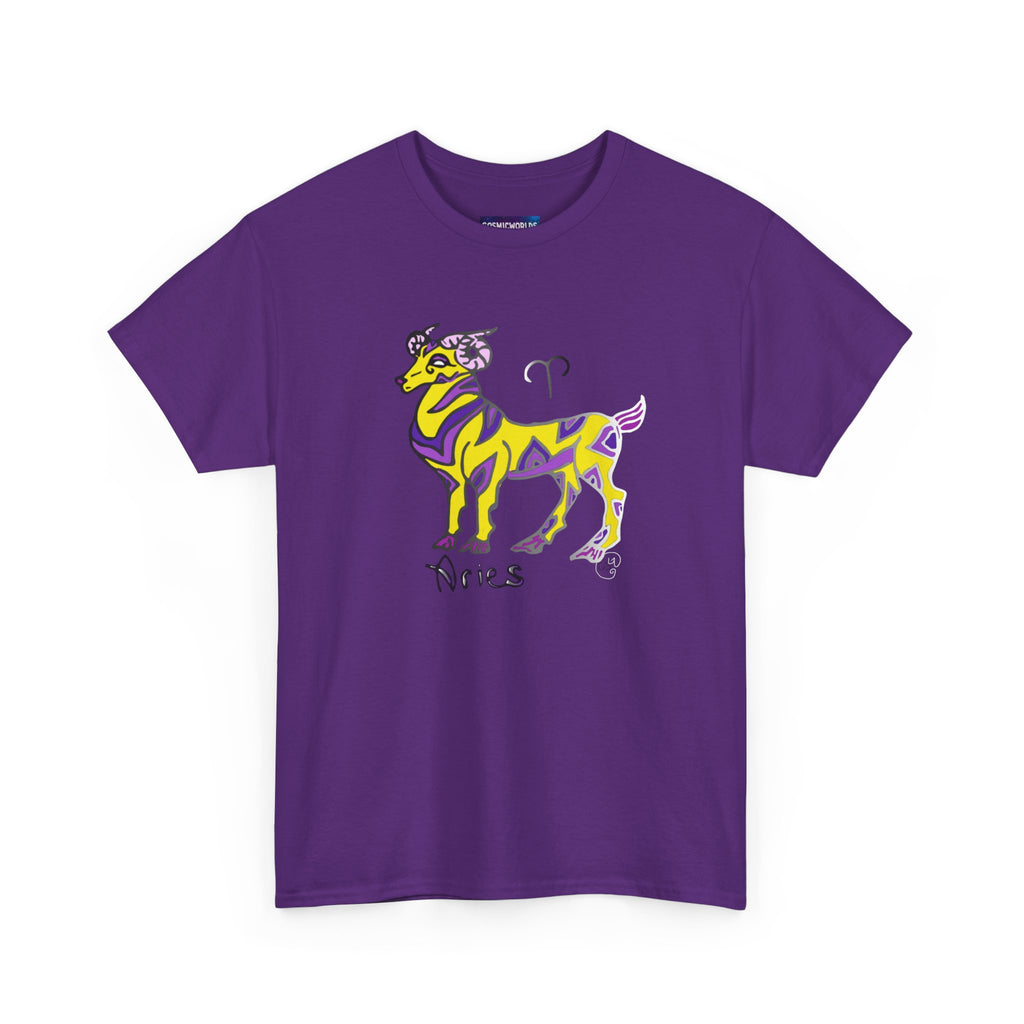 Aries Zodiac Tee — Colorful Mythic Ram Astrology Shirt