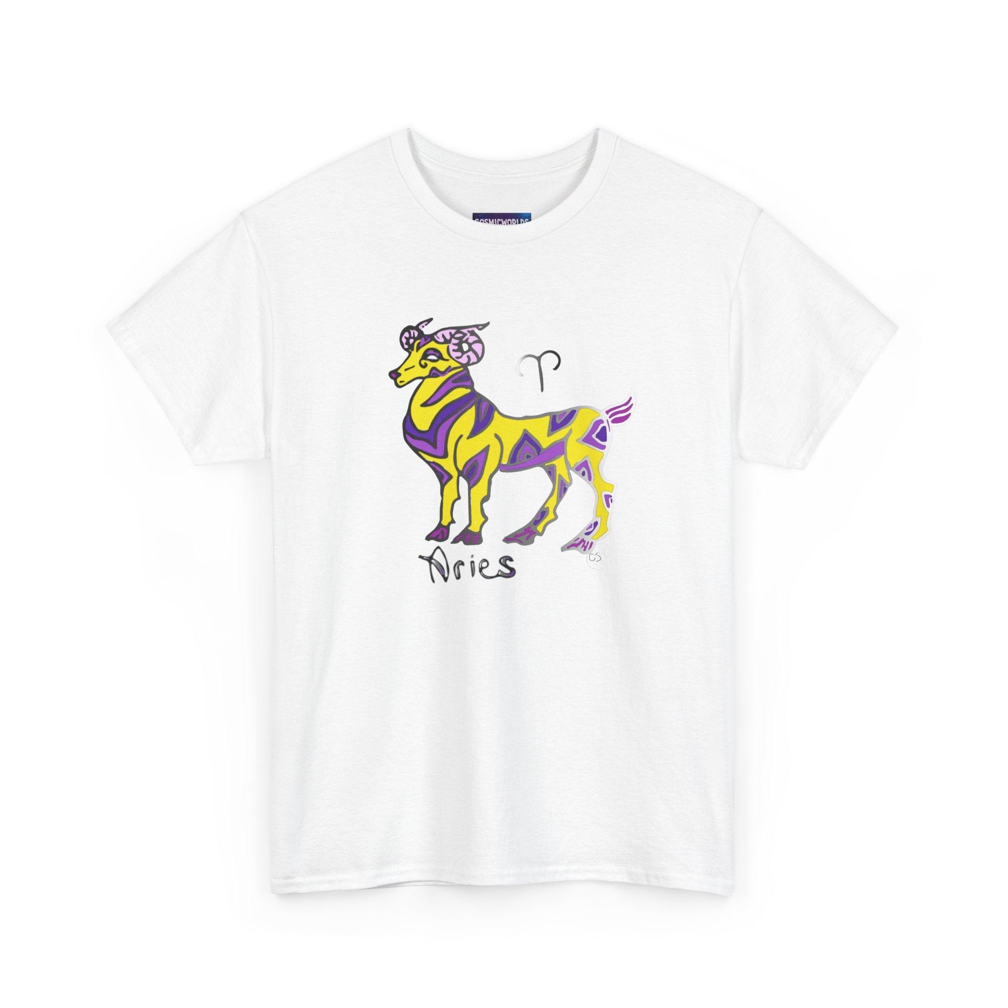 Aries Zodiac Tee — Colorful Mythic Ram Astrology Shirt