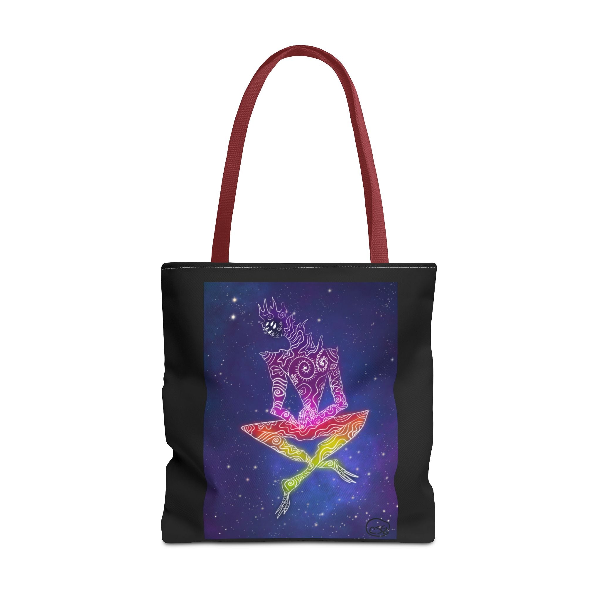 Cosmic Giant on Lotus Tote Bag — "COSMICWORLDS" Galaxy Art AOP Tote