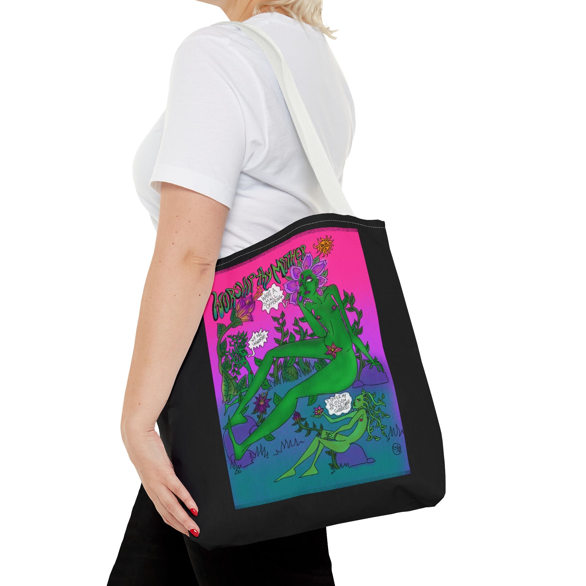 Psychedelic Garden Tote Bag — Colorful Alien Floral Art AOP