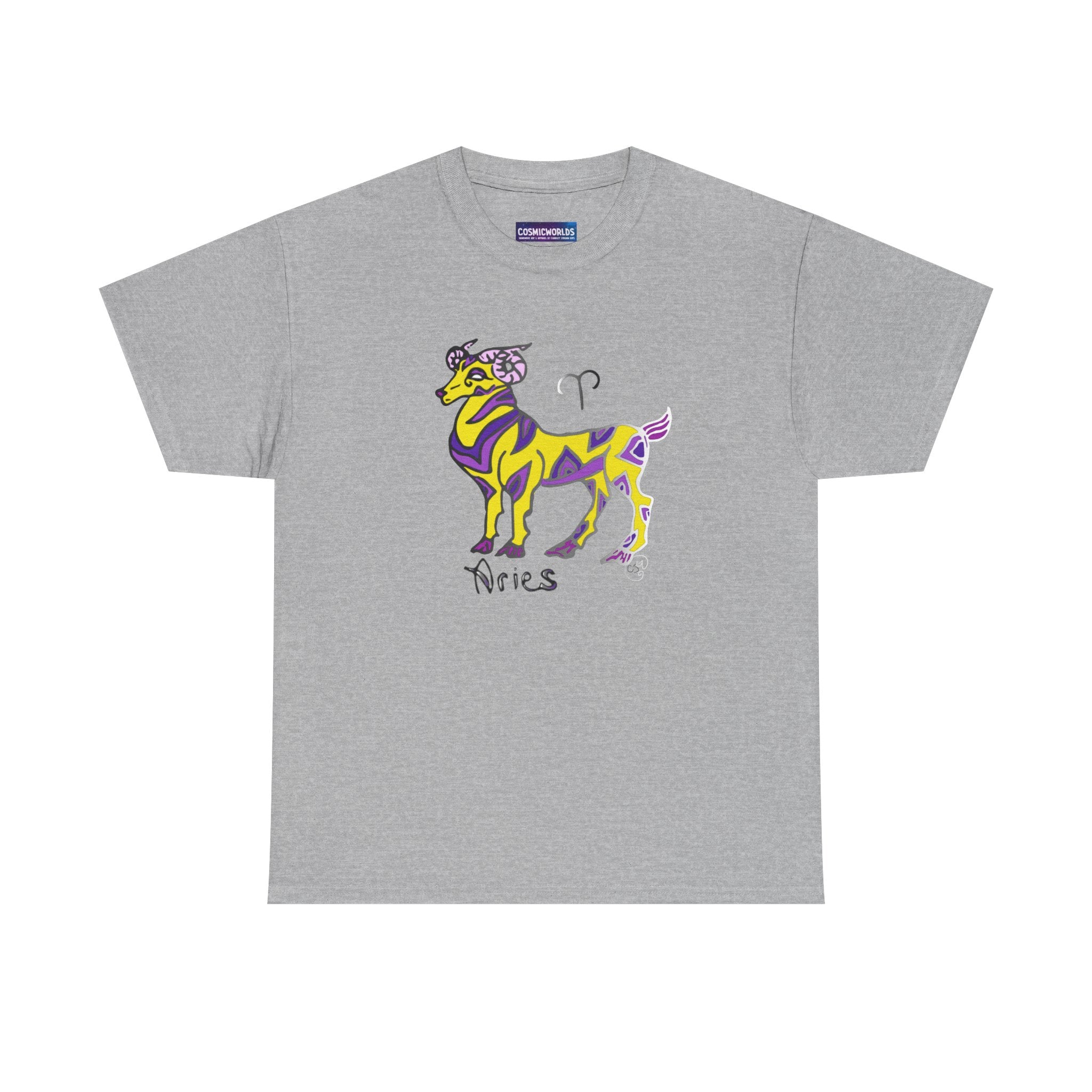 Aries Zodiac Tee — Colorful Mythic Ram Astrology Shirt