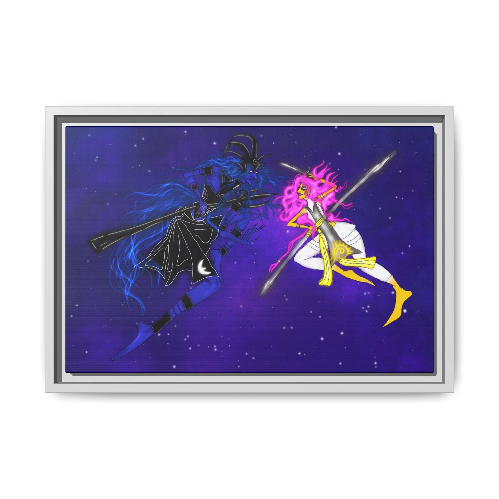 Framed Matte Canvas — Cosmic Duel Sailor Warriors Wall Art