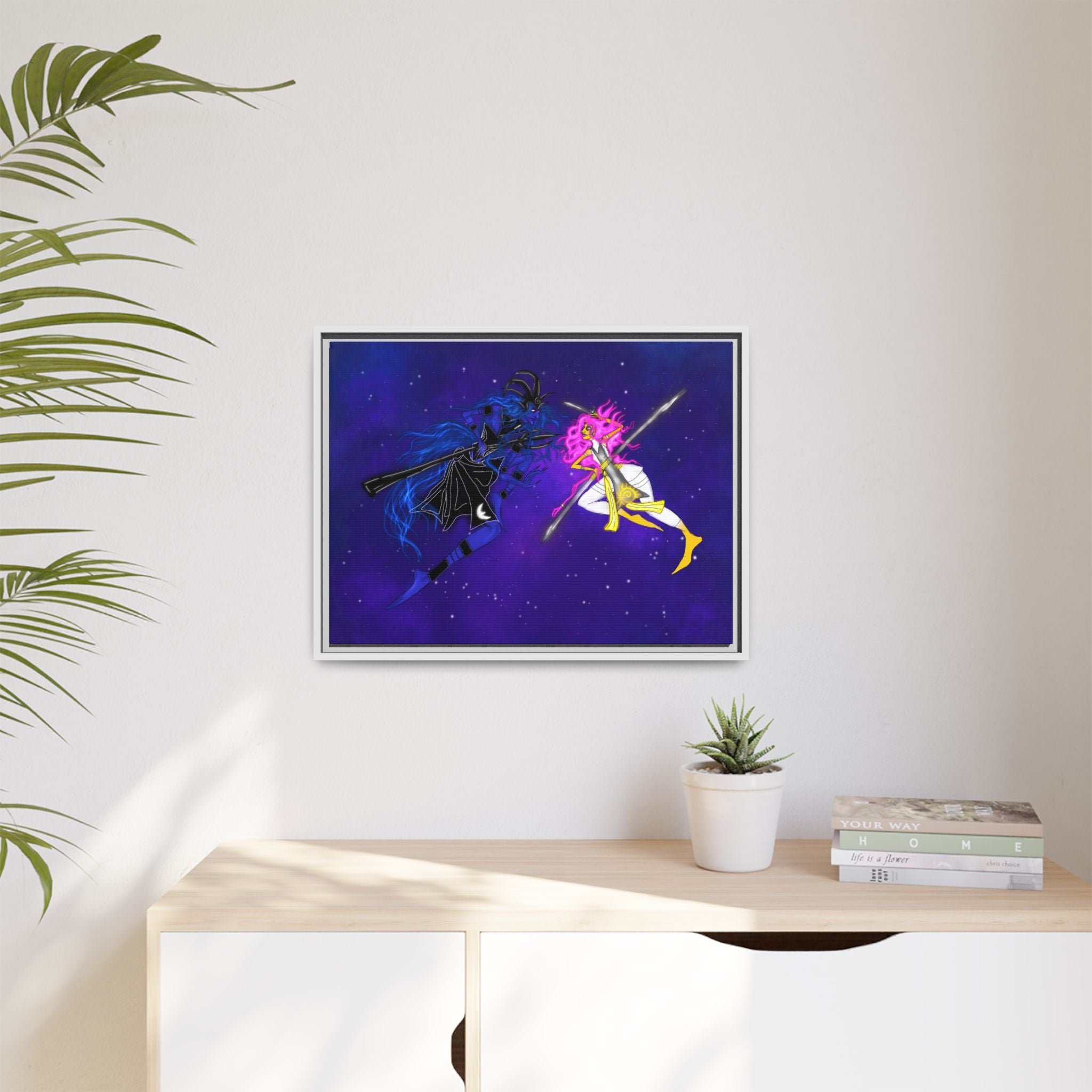 Framed Matte Canvas — Cosmic Duel Sailor Warriors Wall Art