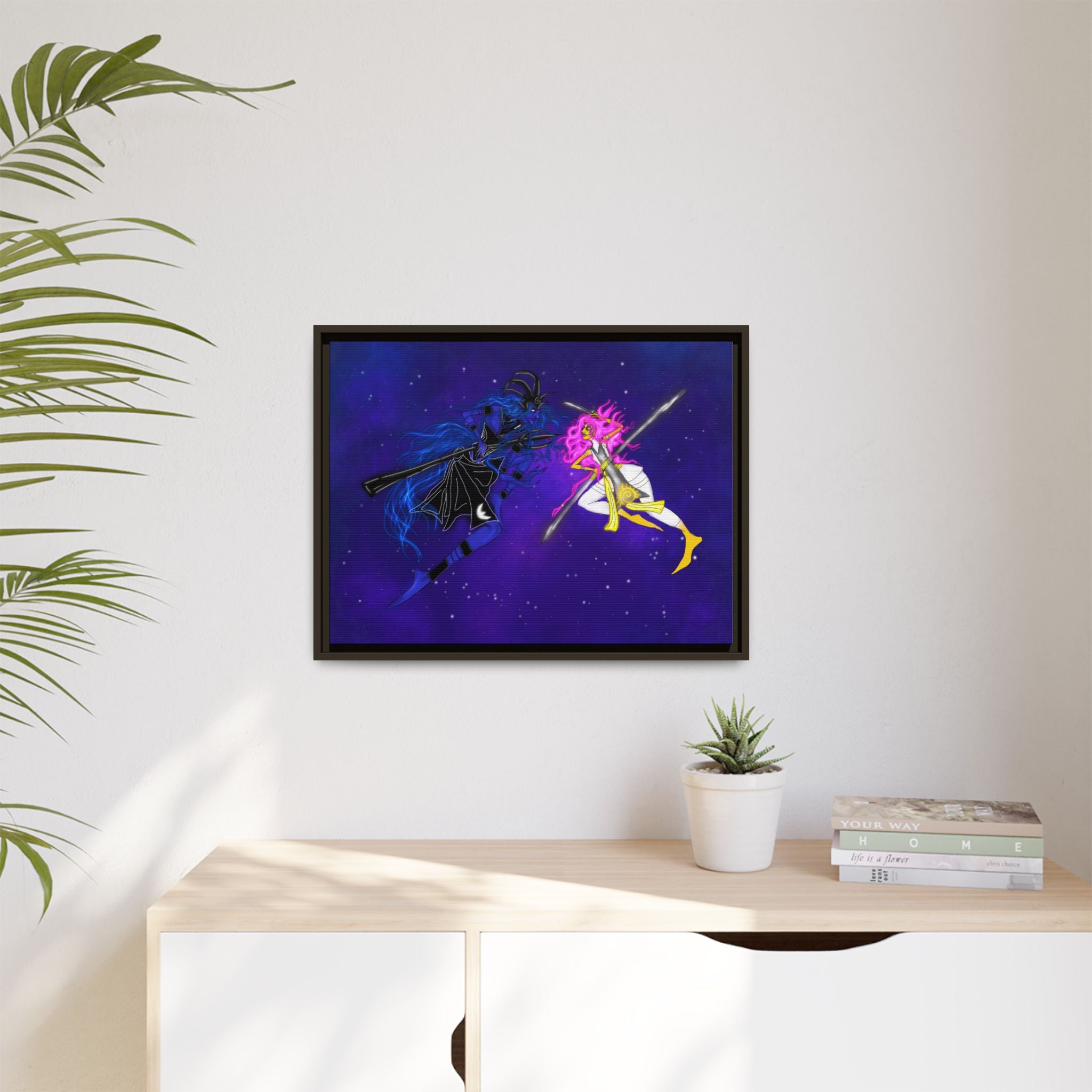 Framed Matte Canvas — Cosmic Duel Sailor Warriors Wall Art