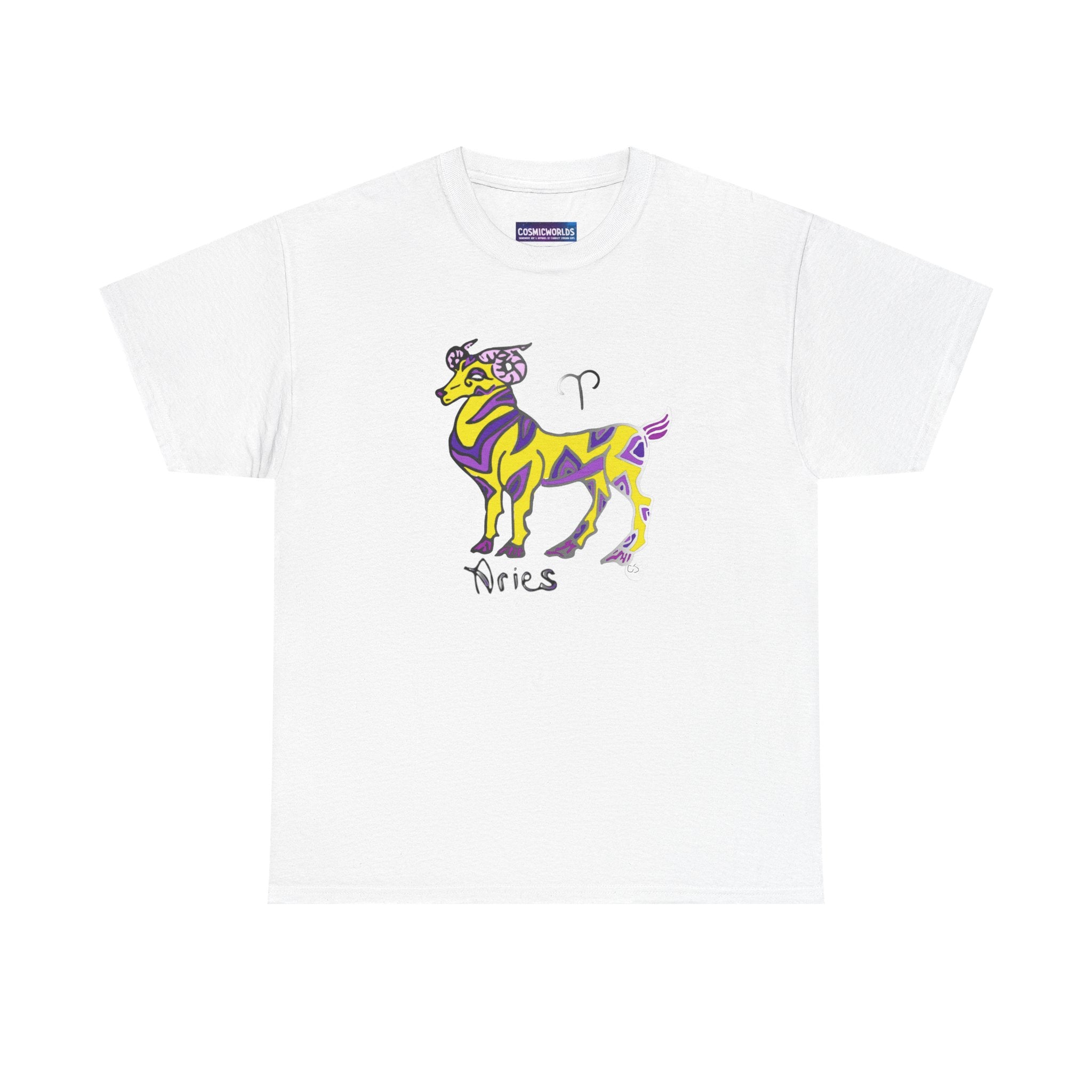 Aries Zodiac Tee — Colorful Mythic Ram Astrology Shirt