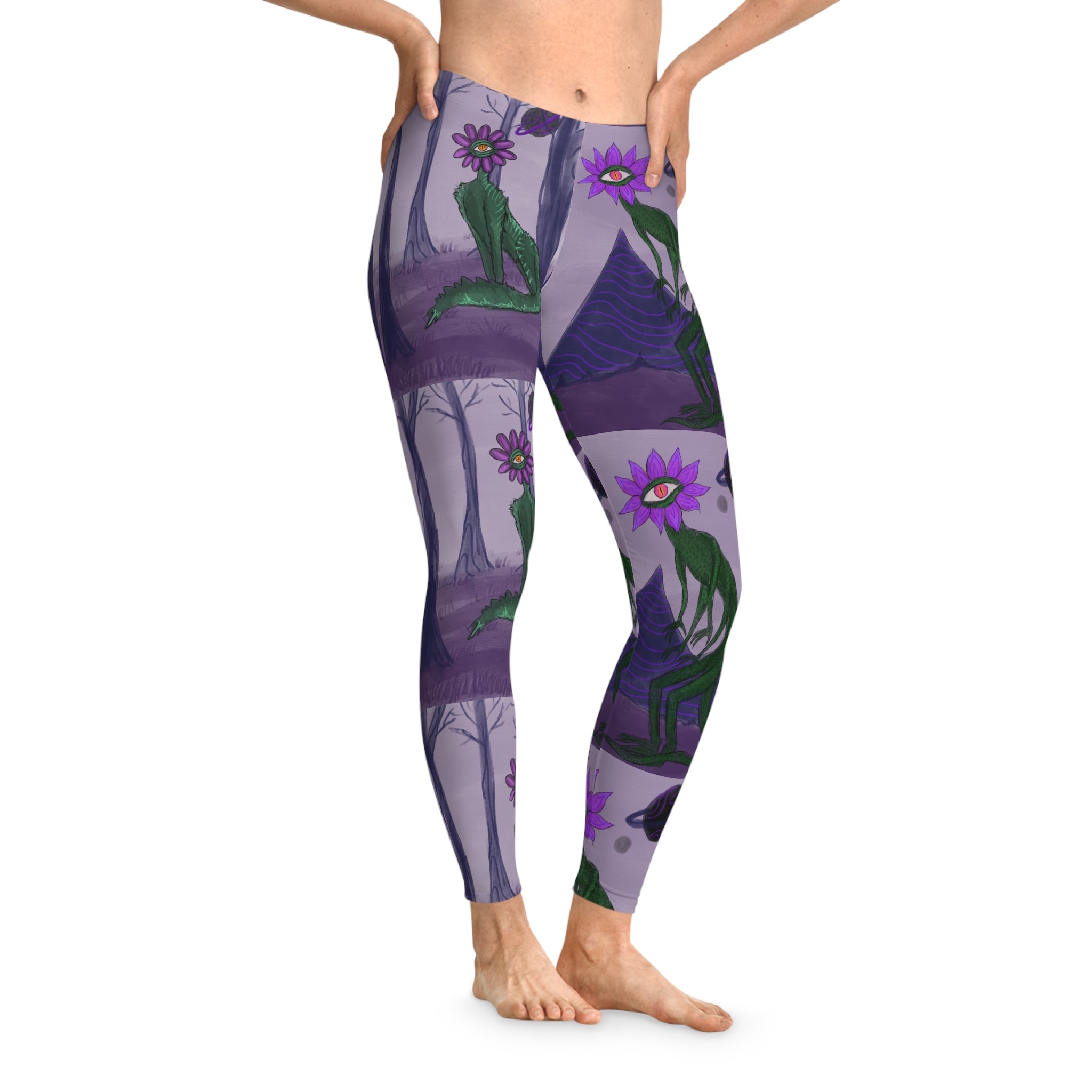 Flower Giant Leggings – All-Over Print Yoga Pants Cats & Lizards