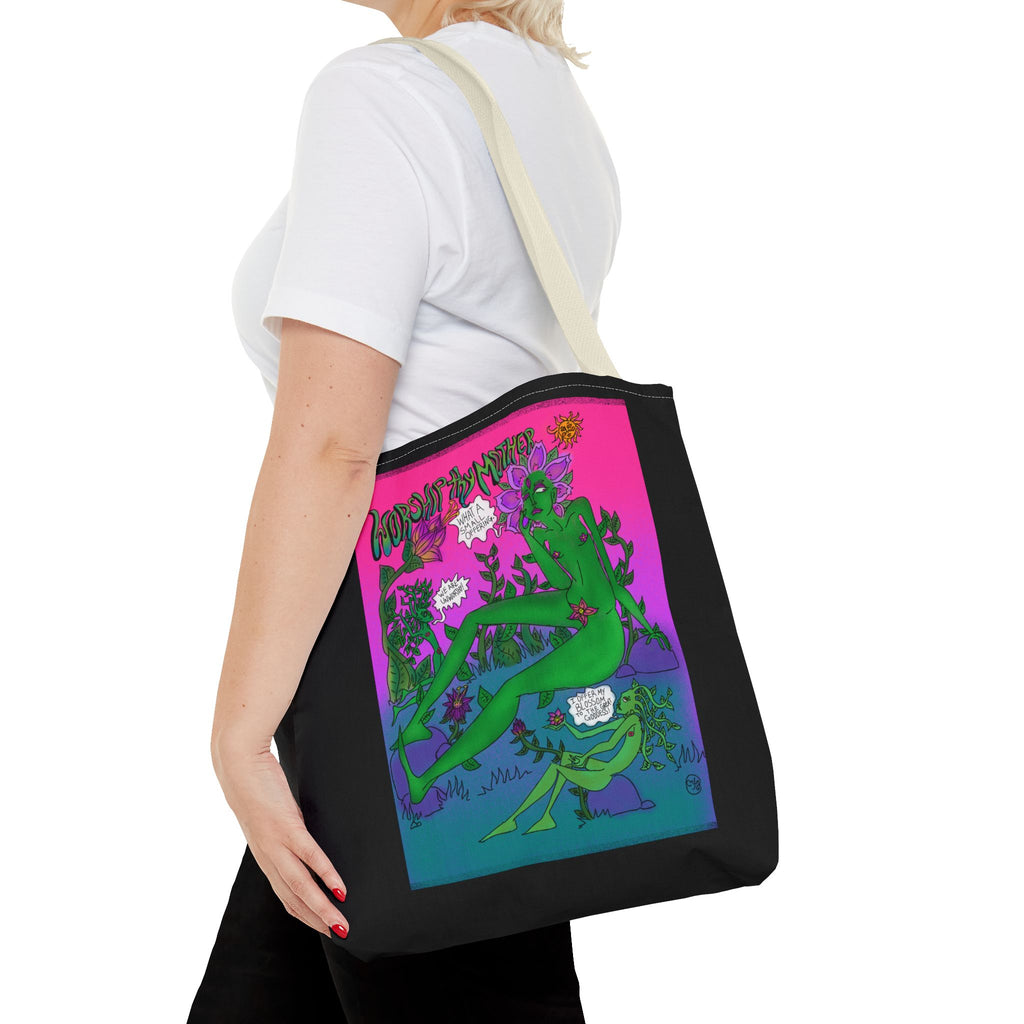 Psychedelic Garden Tote Bag — Colorful Alien Floral Art AOP