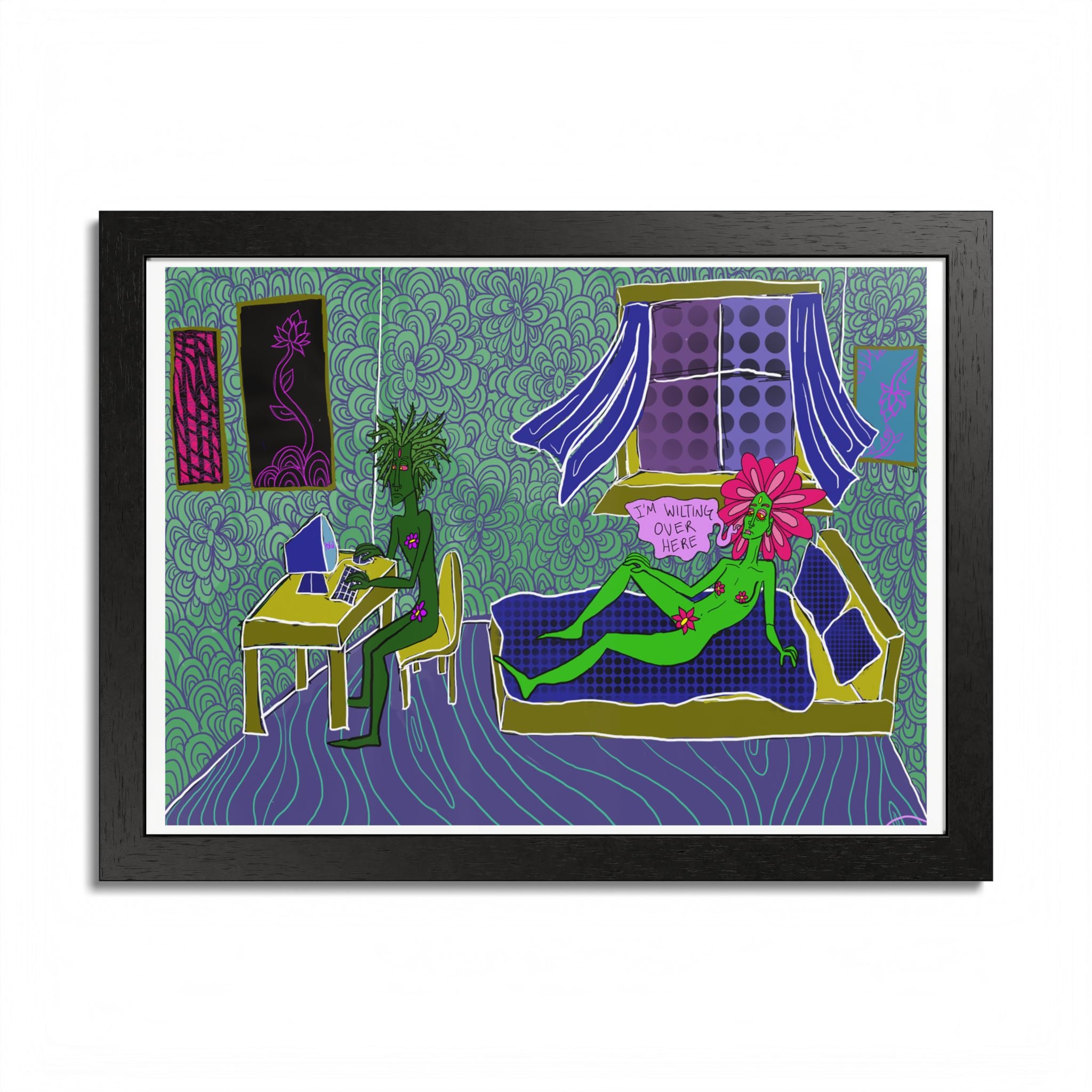Surreal Floral Bedroom Art Print — Framed Poster