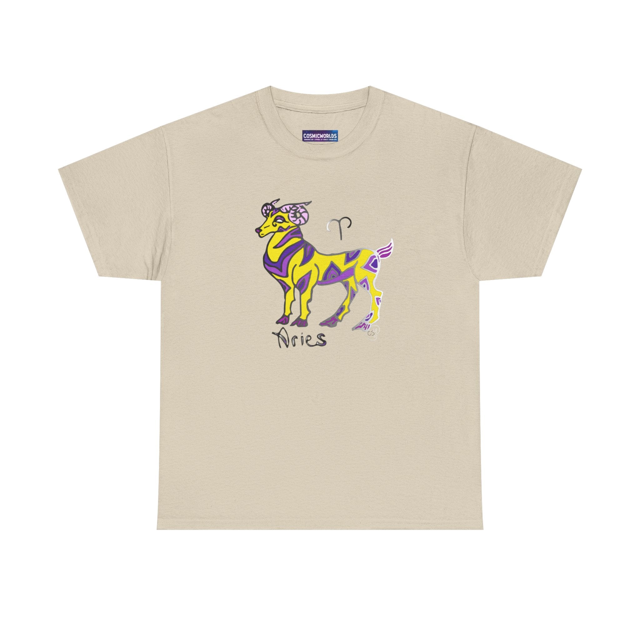 Aries Zodiac Tee — Colorful Mythic Ram Astrology Shirt