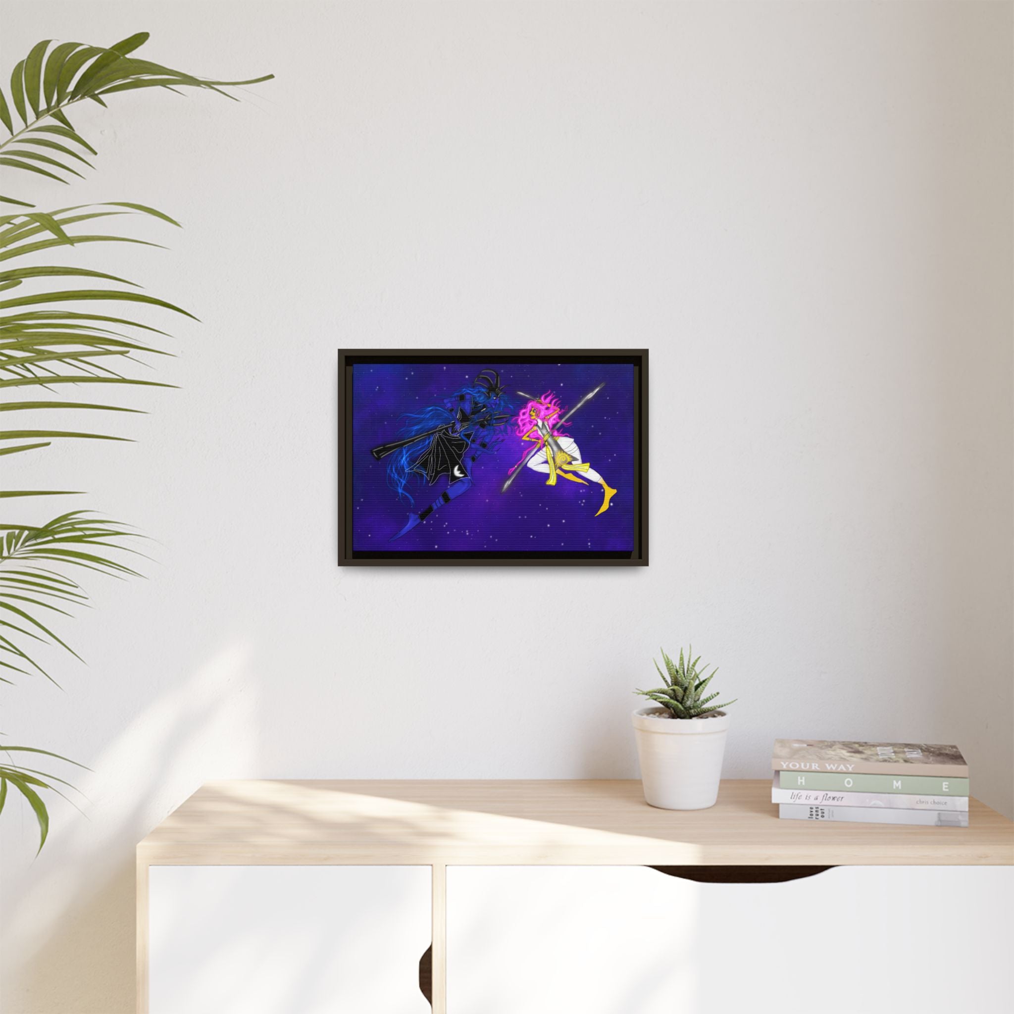 Framed Matte Canvas — Cosmic Duel Sailor Warriors Wall Art