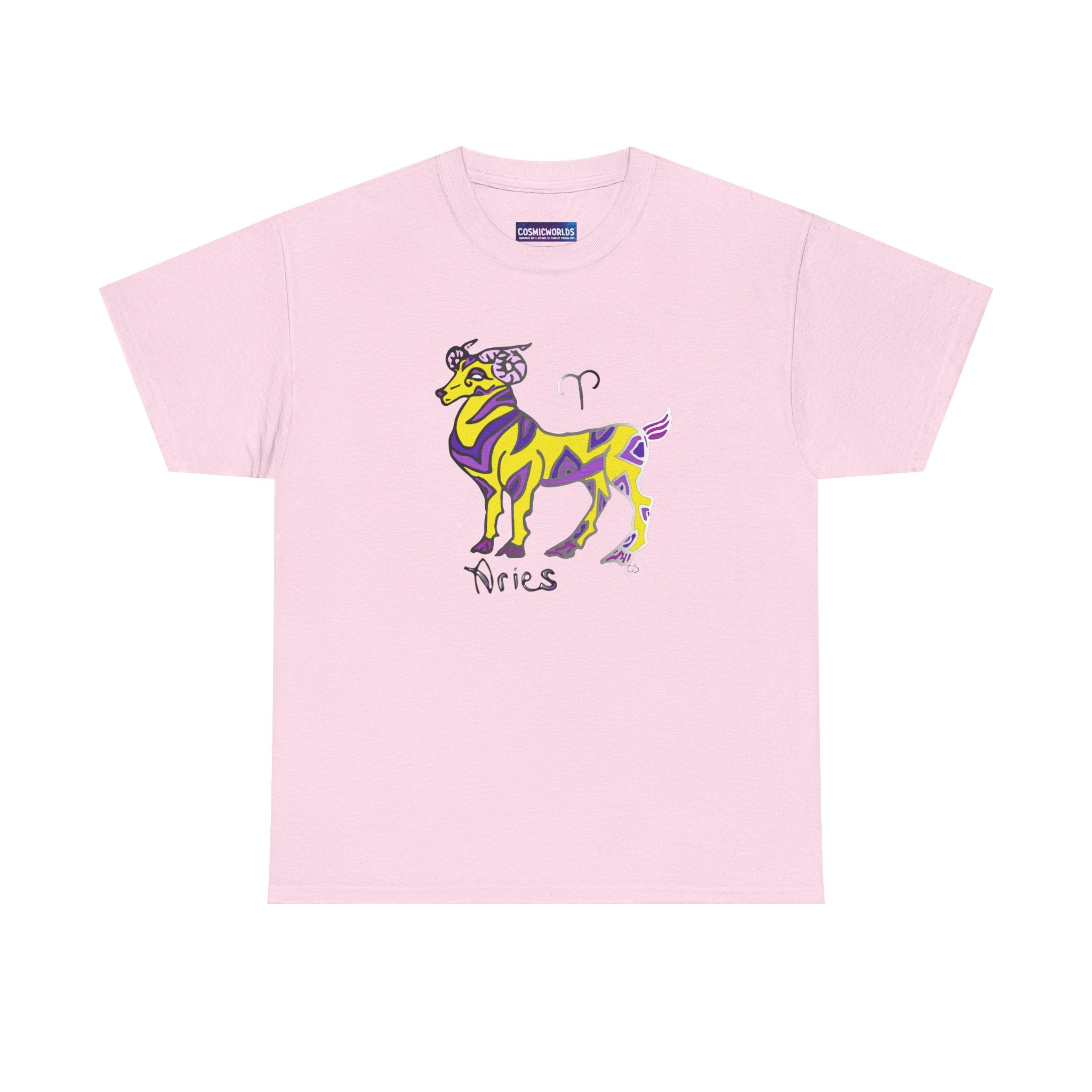 Aries Zodiac Tee — Colorful Mythic Ram Astrology Shirt
