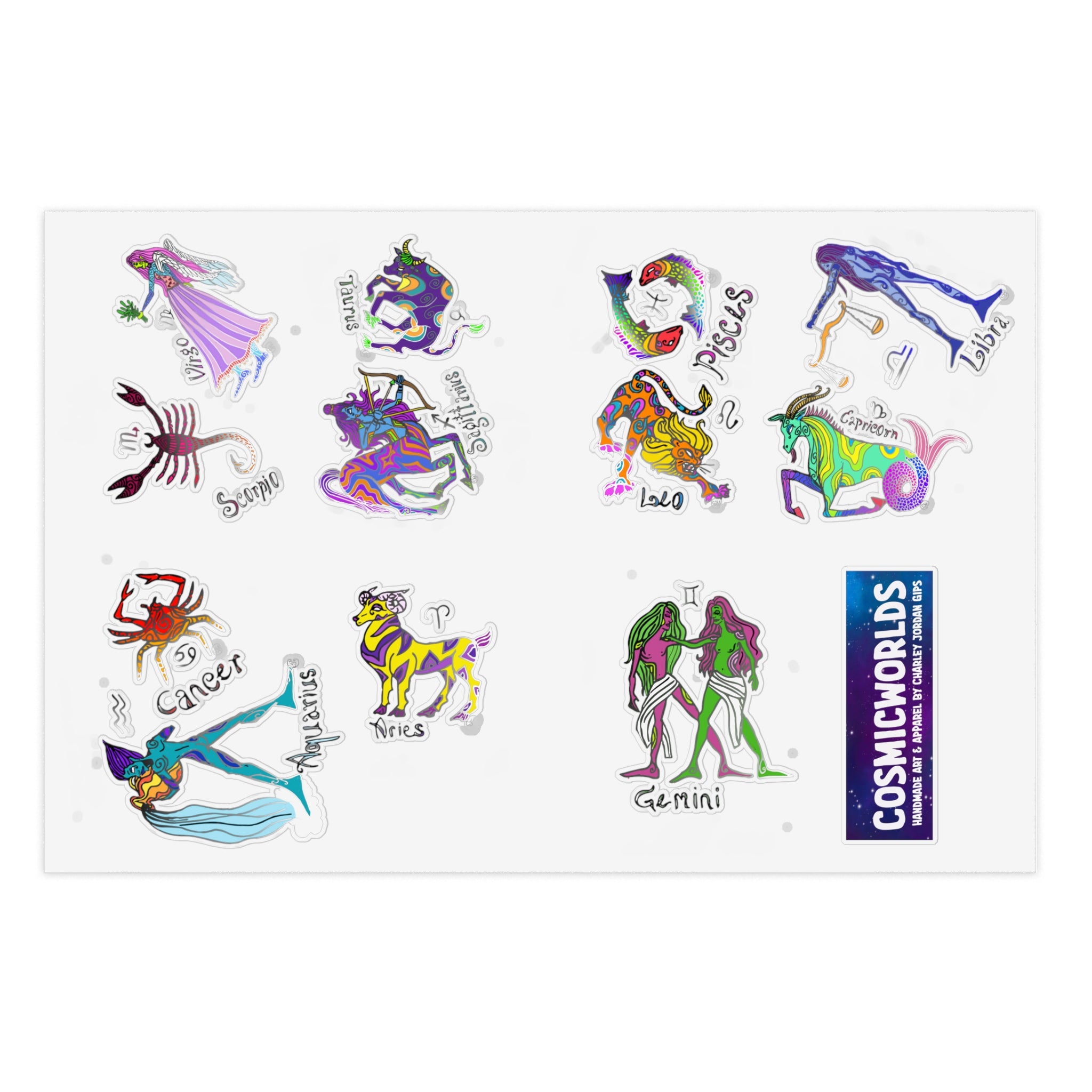 Zodiac Sticker Sheet Bundle, 10pcs
