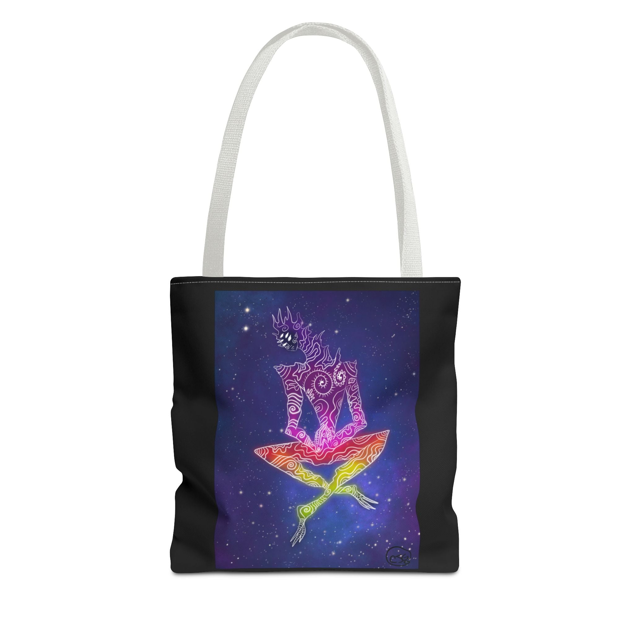 Cosmic Giant on Lotus Tote Bag — "COSMICWORLDS" Galaxy Art AOP Tote