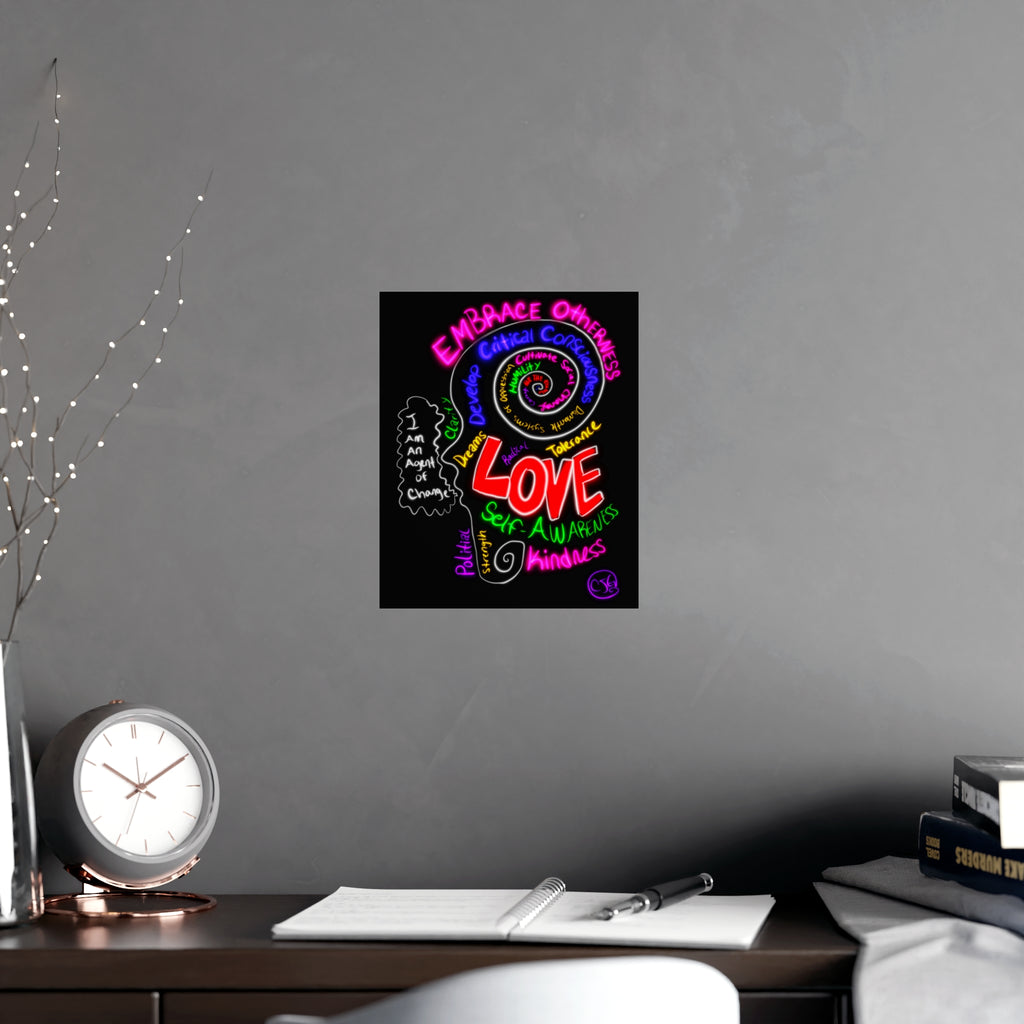 “I Am An Agent of Change” Poster — Embrace Otherness Neon Wall Art
