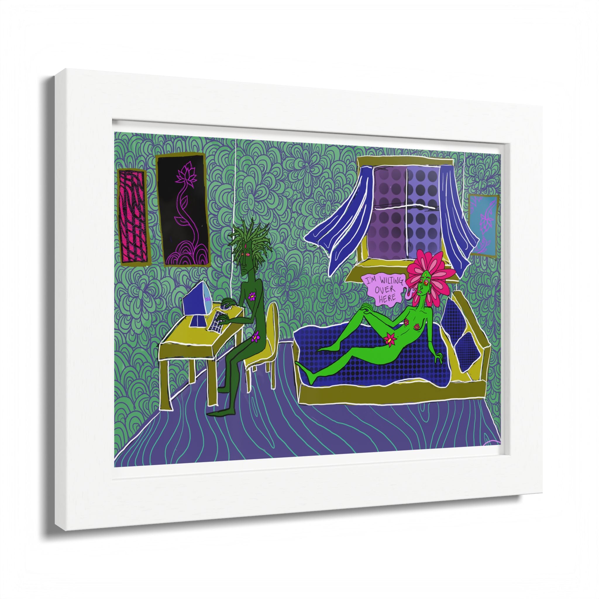 Surreal Floral Bedroom Art Print — Framed Poster