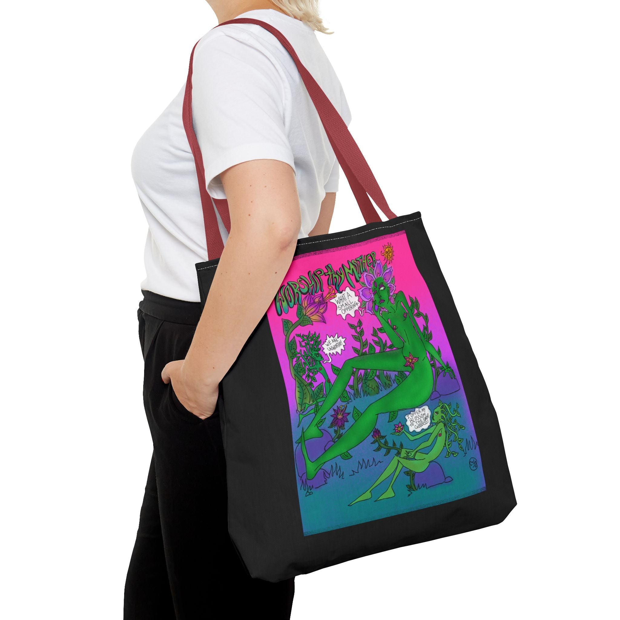 Psychedelic Garden Tote Bag — Colorful Alien Floral Art AOP