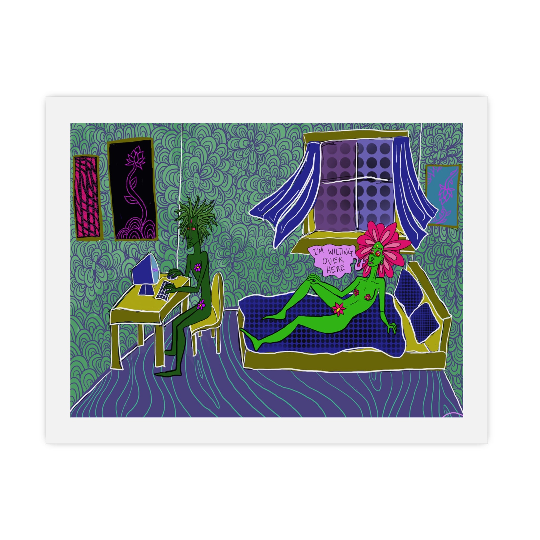 Surreal Bedroom Art Poster — “I’m Wilting” Matte Print