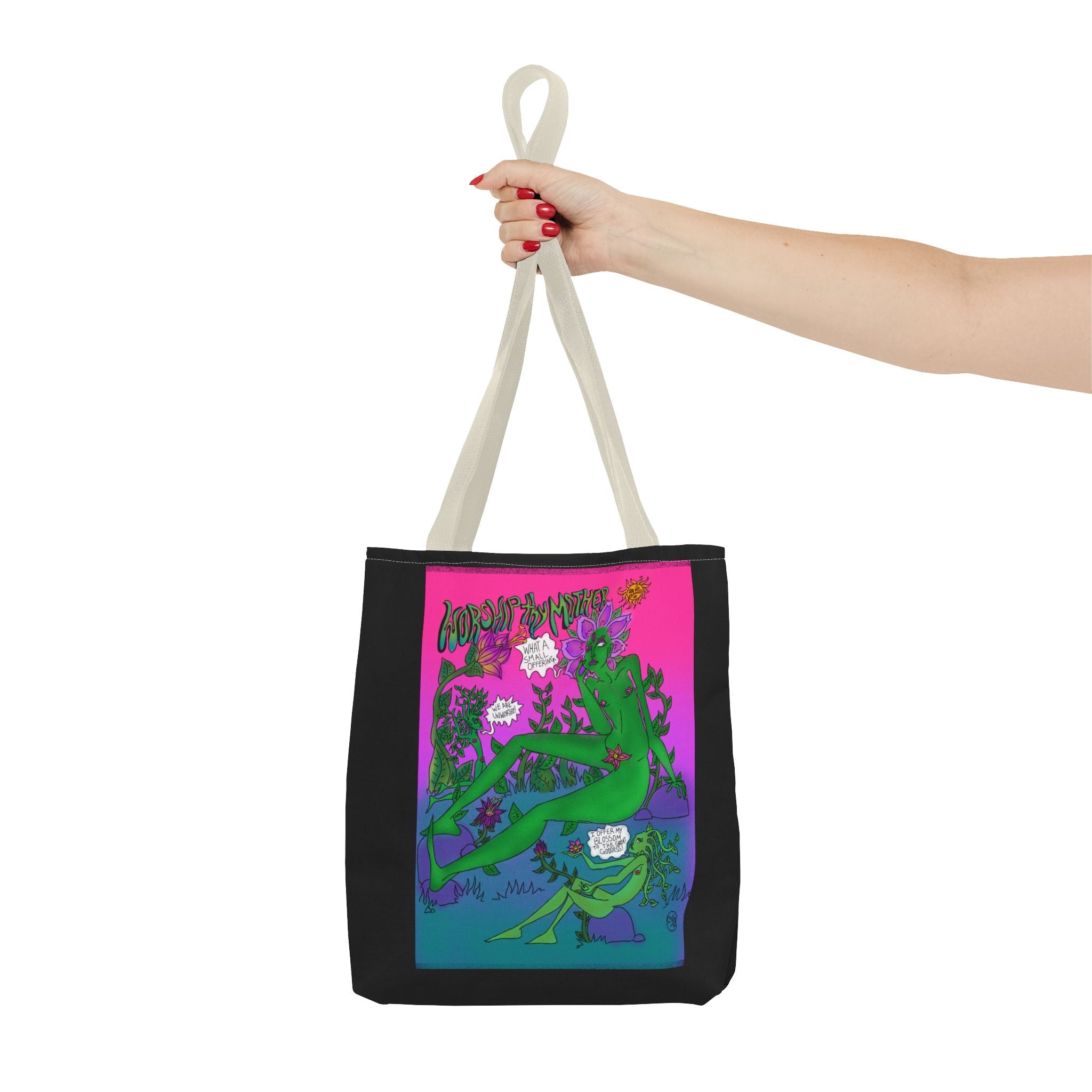 Psychedelic Garden Tote Bag — Colorful Alien Floral Art AOP