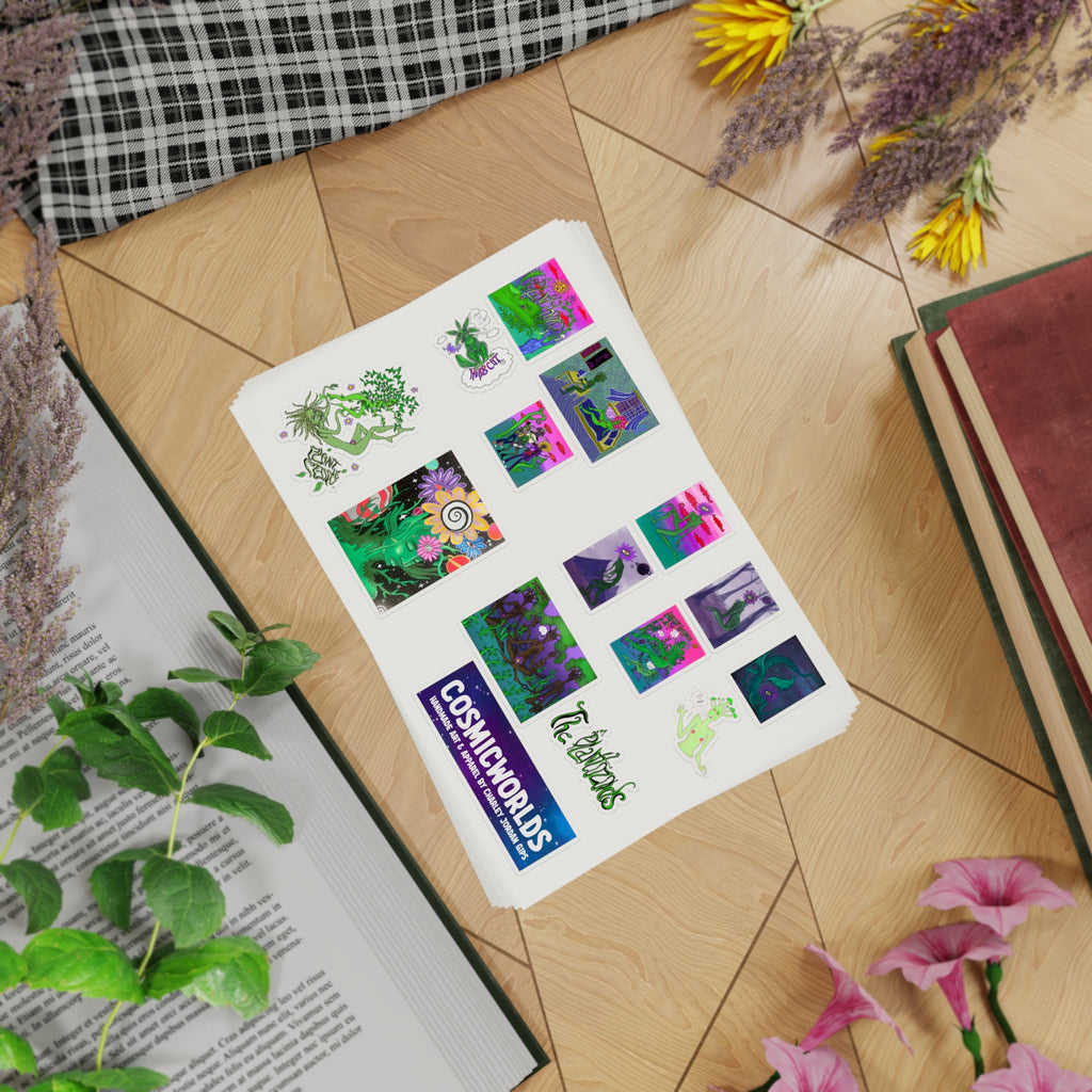 The Plantozoids Sticker Sheet—Holographic Cosmic Worlds Sticker Sheet Bundle (5pcs)