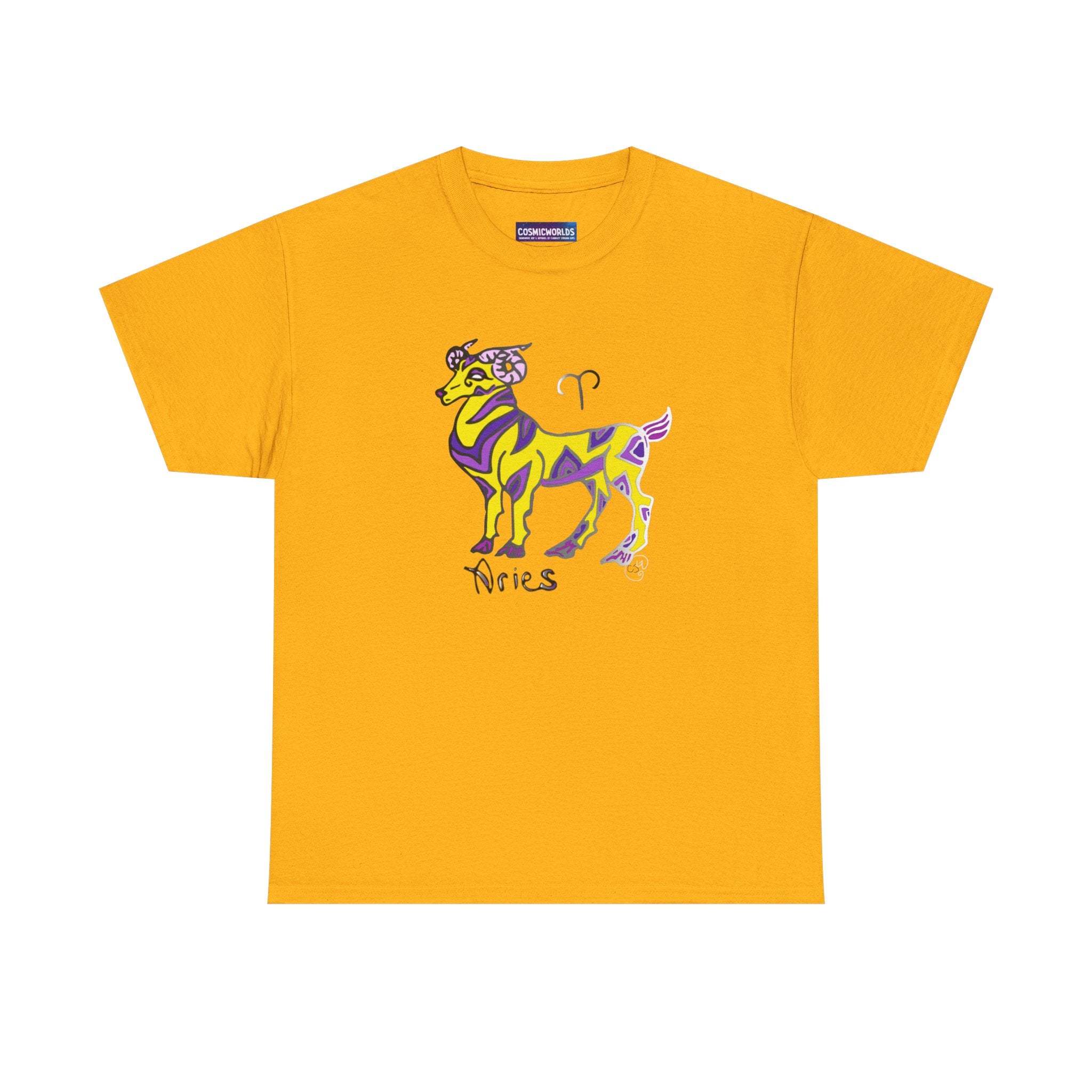 Aries Zodiac Tee — Colorful Mythic Ram Astrology Shirt