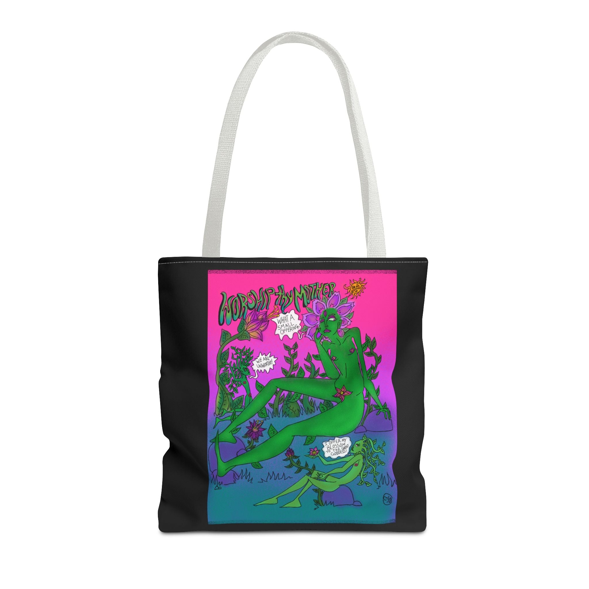 Psychedelic Garden Tote Bag — Colorful Alien Floral Art AOP