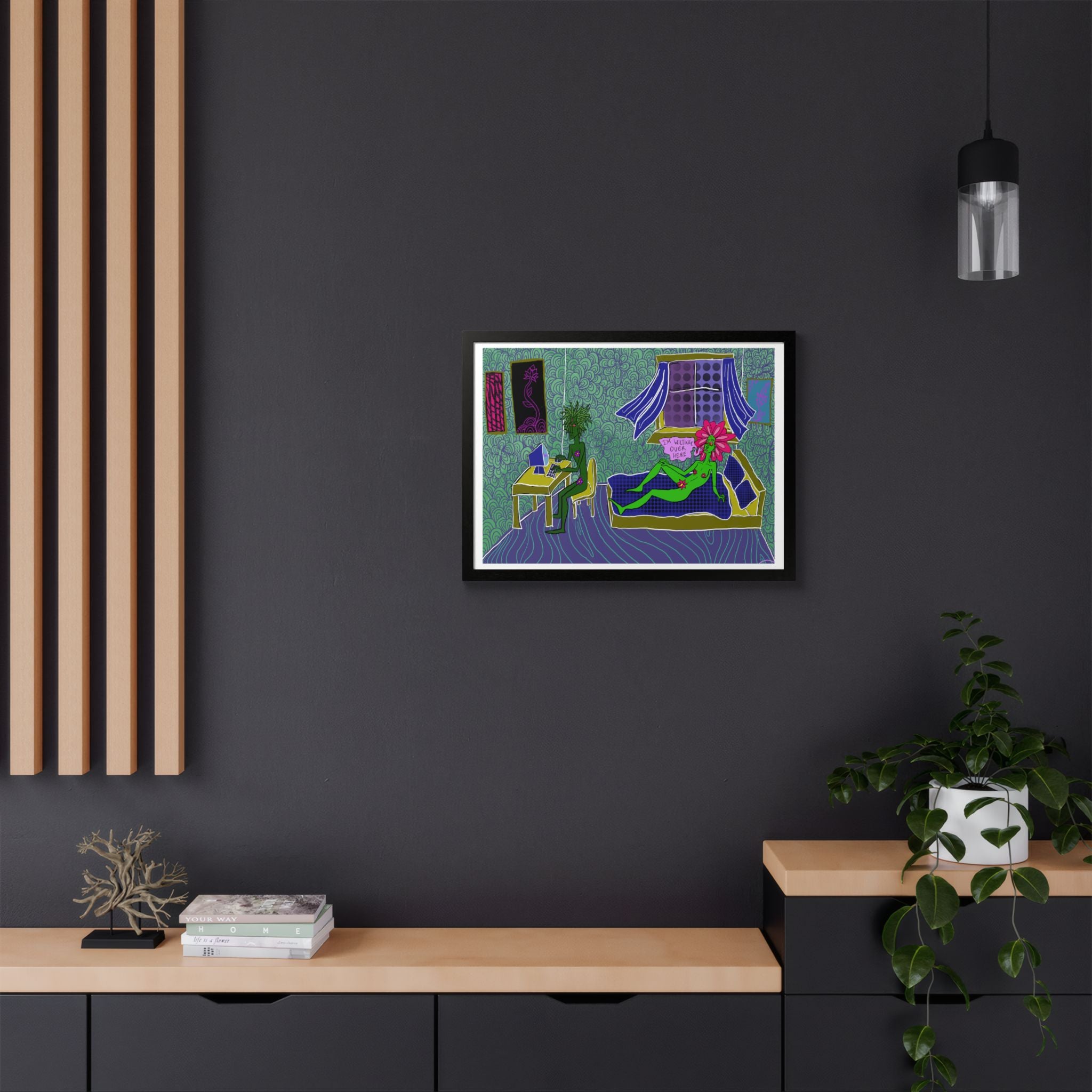 Surreal Floral Bedroom Art Print — Framed Poster