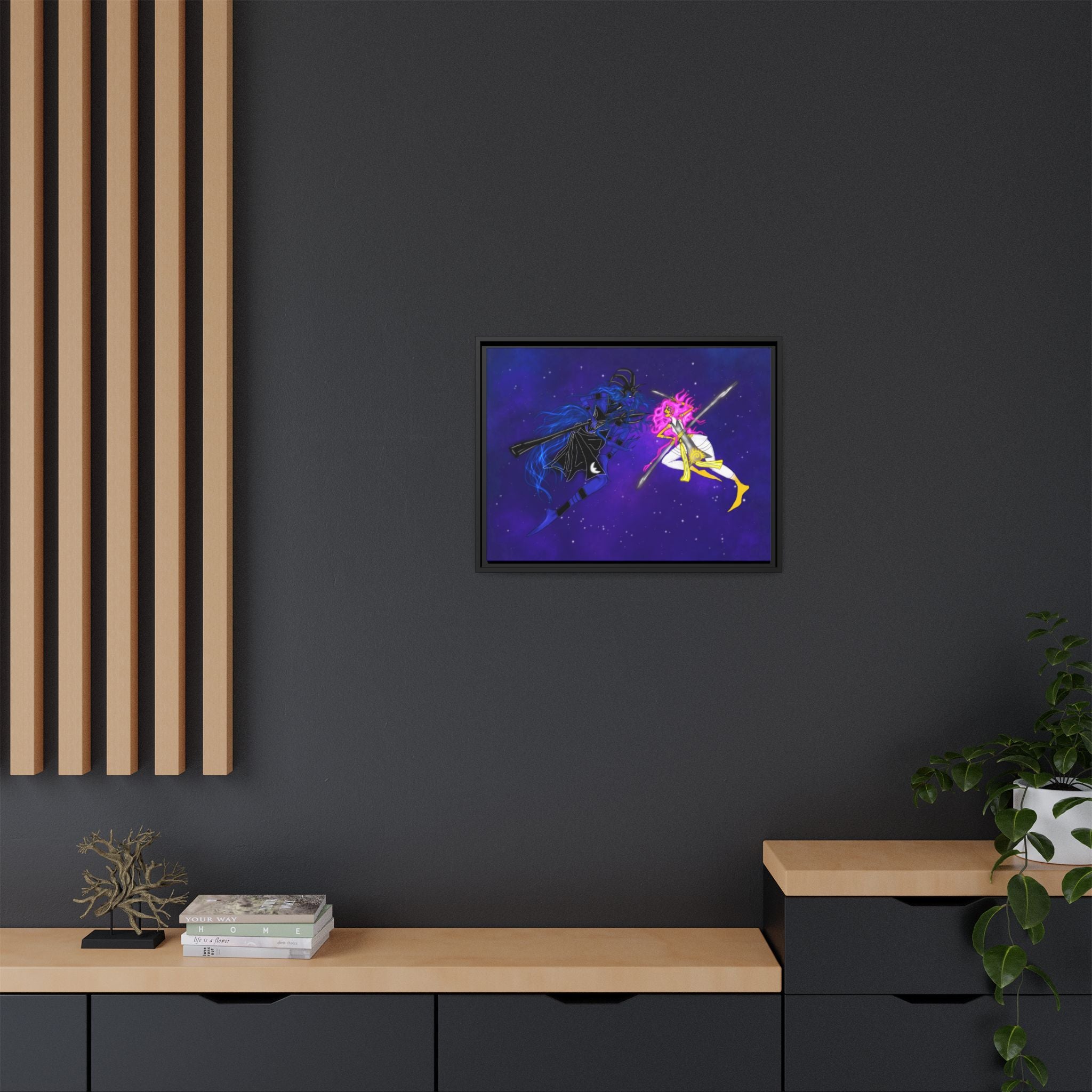 Framed Matte Canvas — Cosmic Duel Sailor Warriors Wall Art