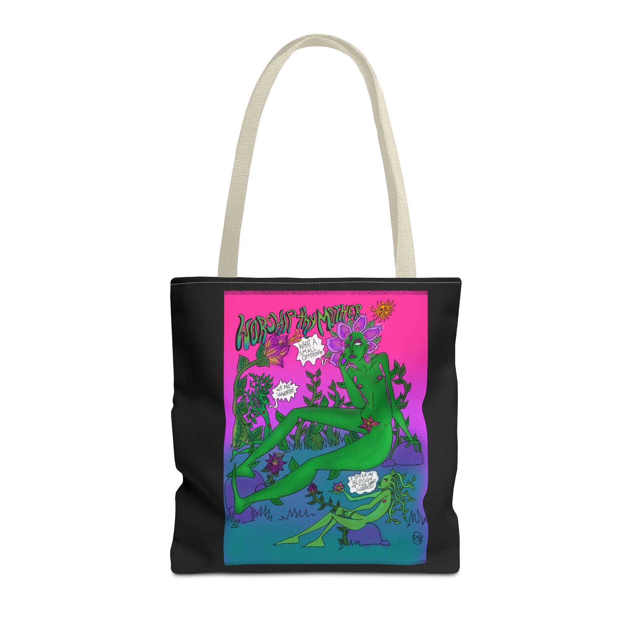 Psychedelic Garden Tote Bag — Colorful Alien Floral Art AOP