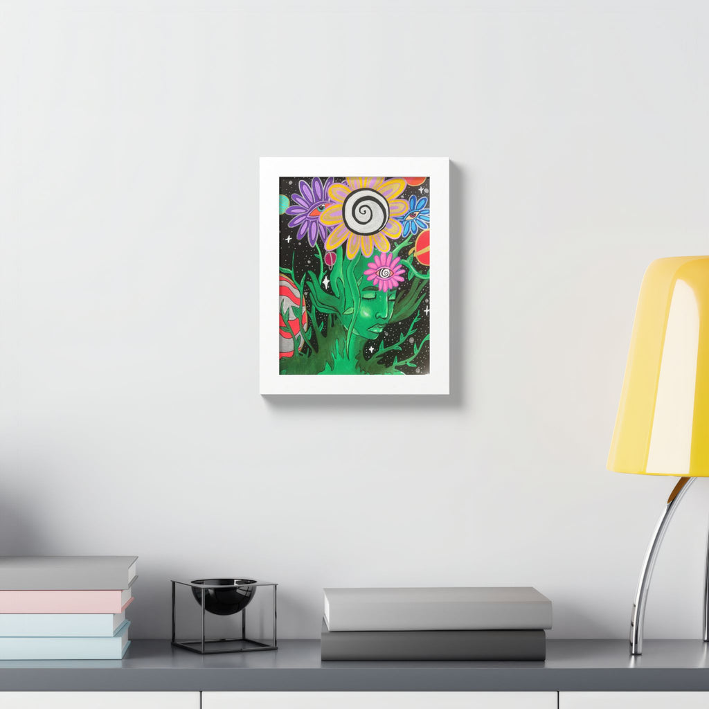 Psychedelic Flower Spirit Framed Poster — Colorful Surreal Wall Art
