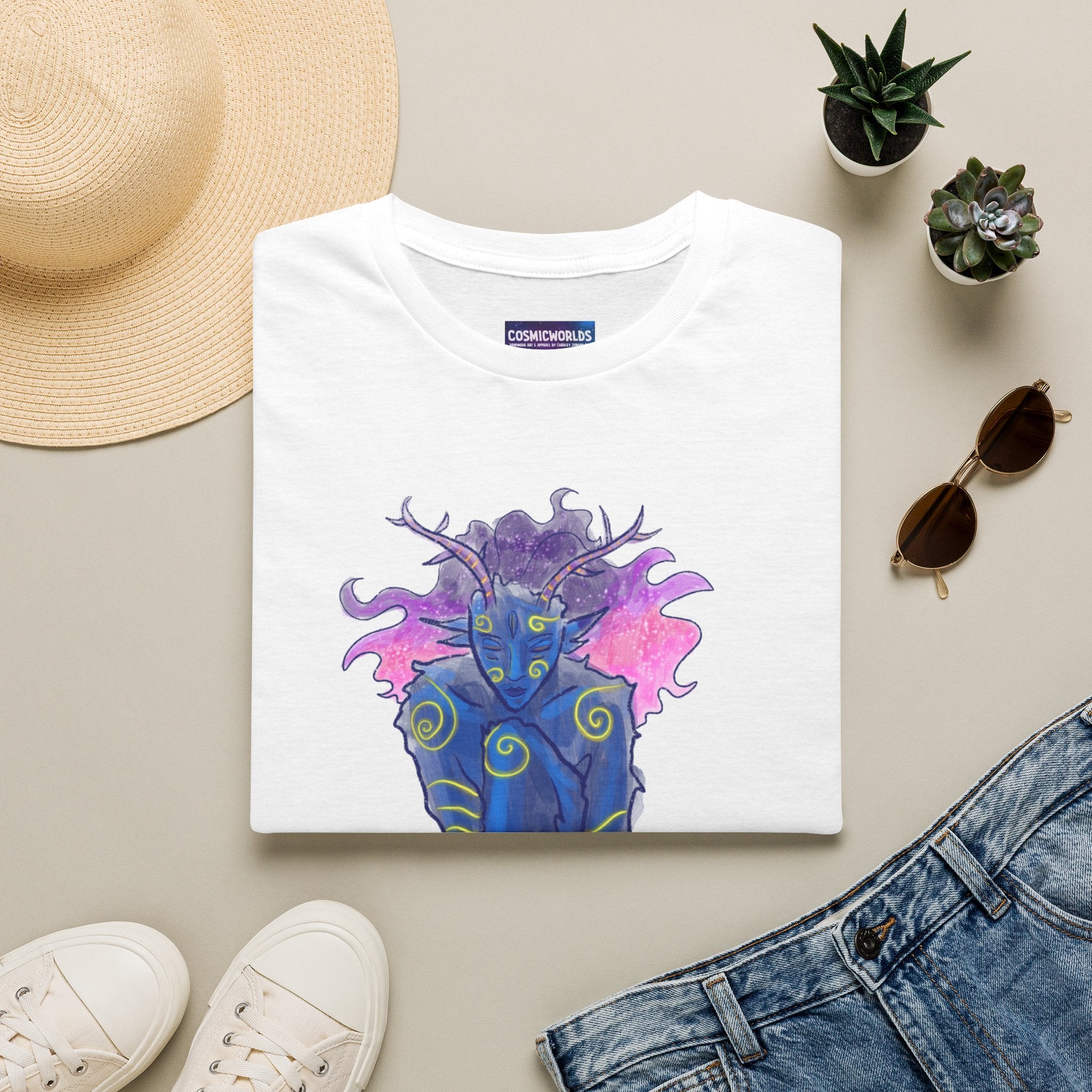 Space Deer Goddess T-Shirt — Psychedelic Illustration
