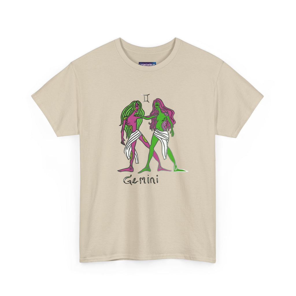 Gemini Zodiac T‑Shirt — Hand‑Drawn Twins Astrological Tee