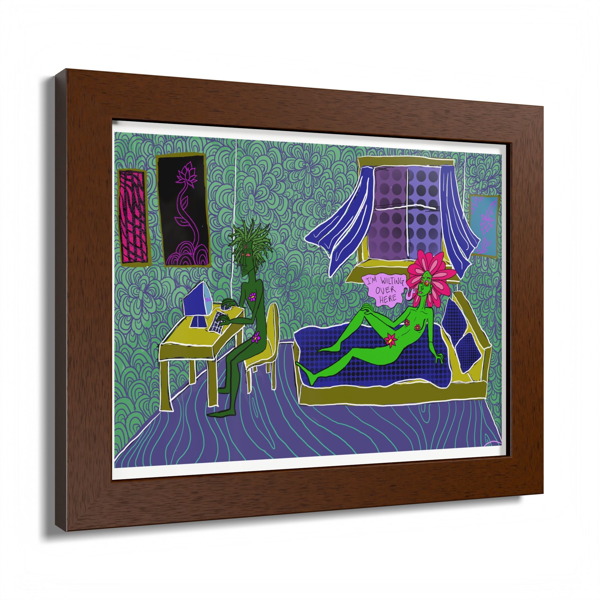 Surreal Floral Bedroom Art Print — Framed Poster