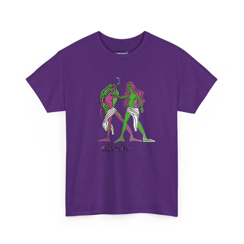 Gemini Zodiac T‑Shirt — Hand‑Drawn Twins Astrological Tee