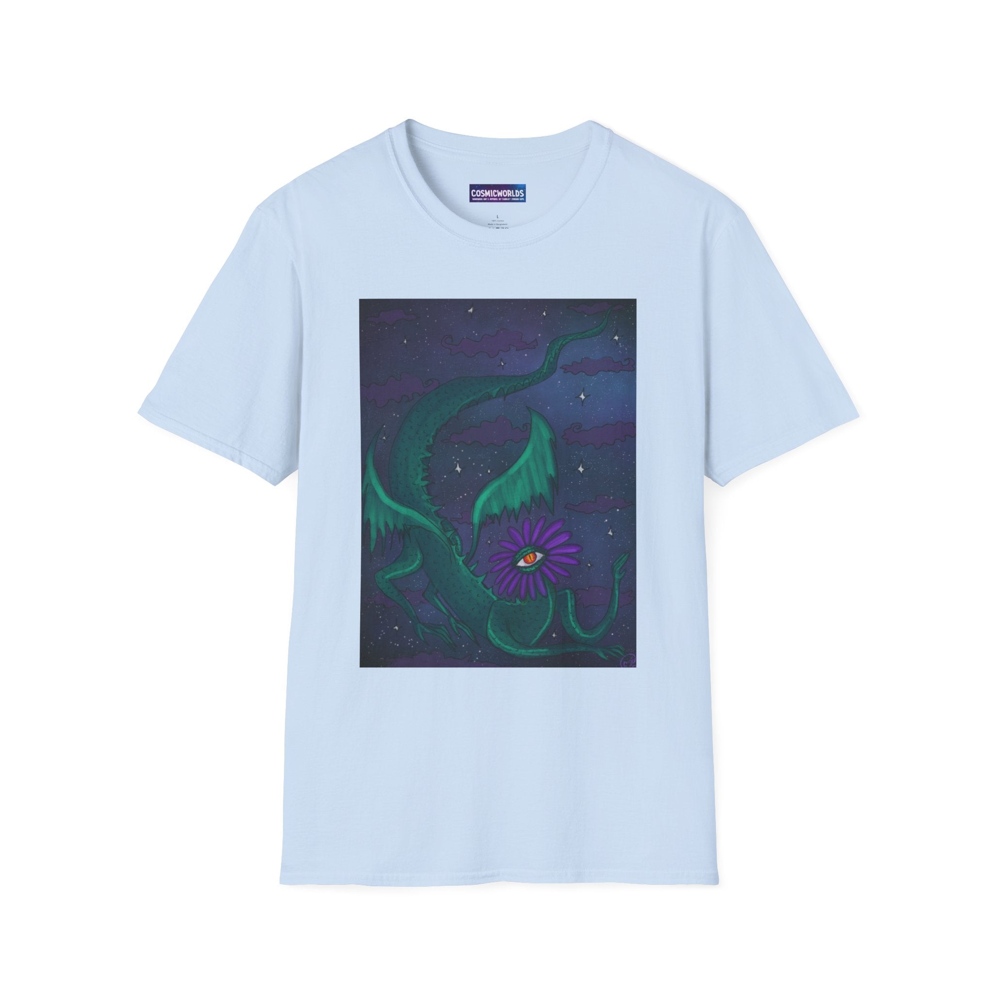 Celestial Night Bloom T-Shirt — Flower Dragon