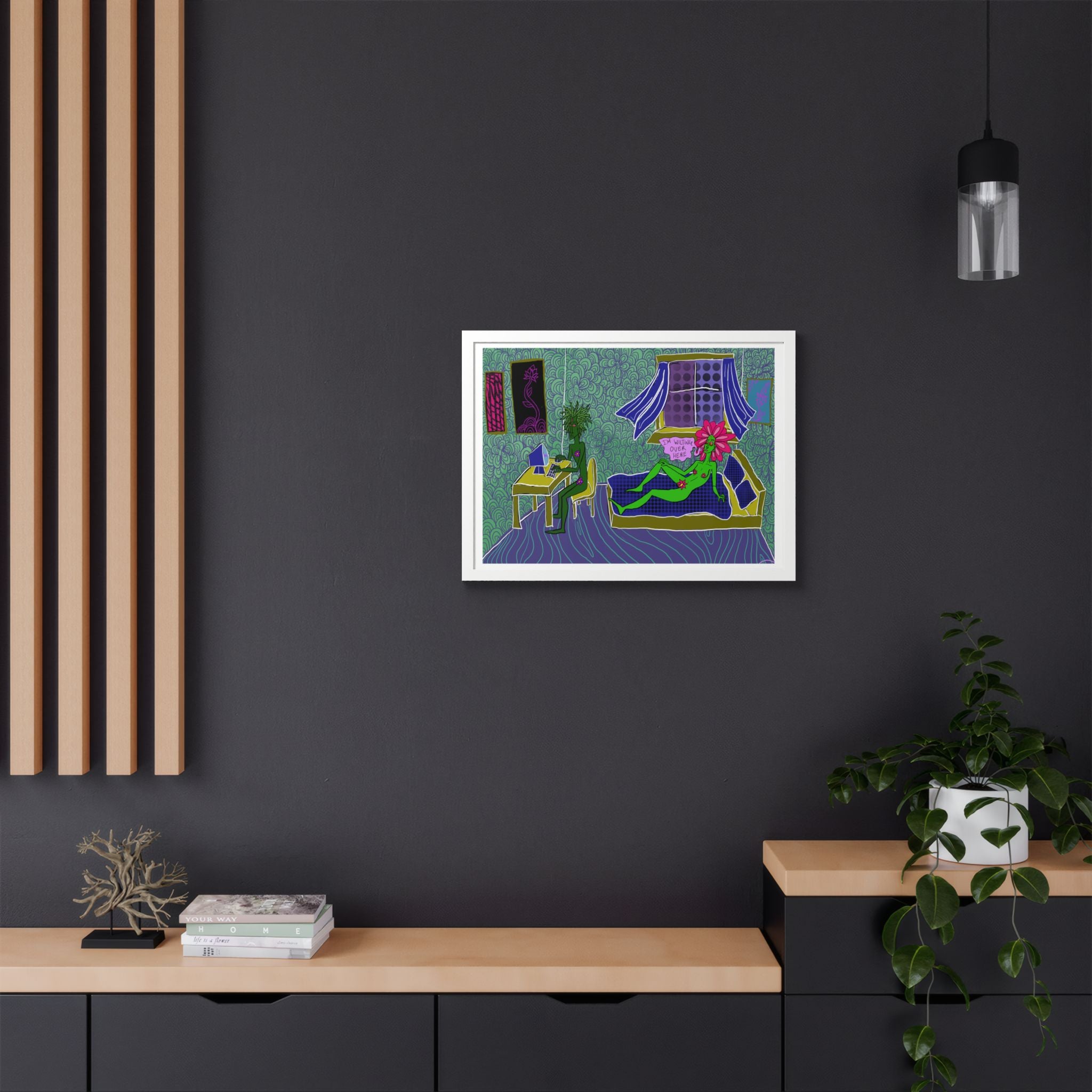 Surreal Floral Bedroom Art Print — Framed Poster