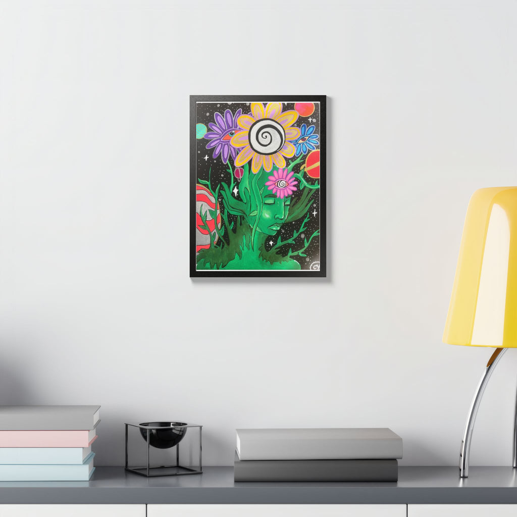 Psychedelic Flower Spirit Framed Poster — Colorful Surreal Wall Art